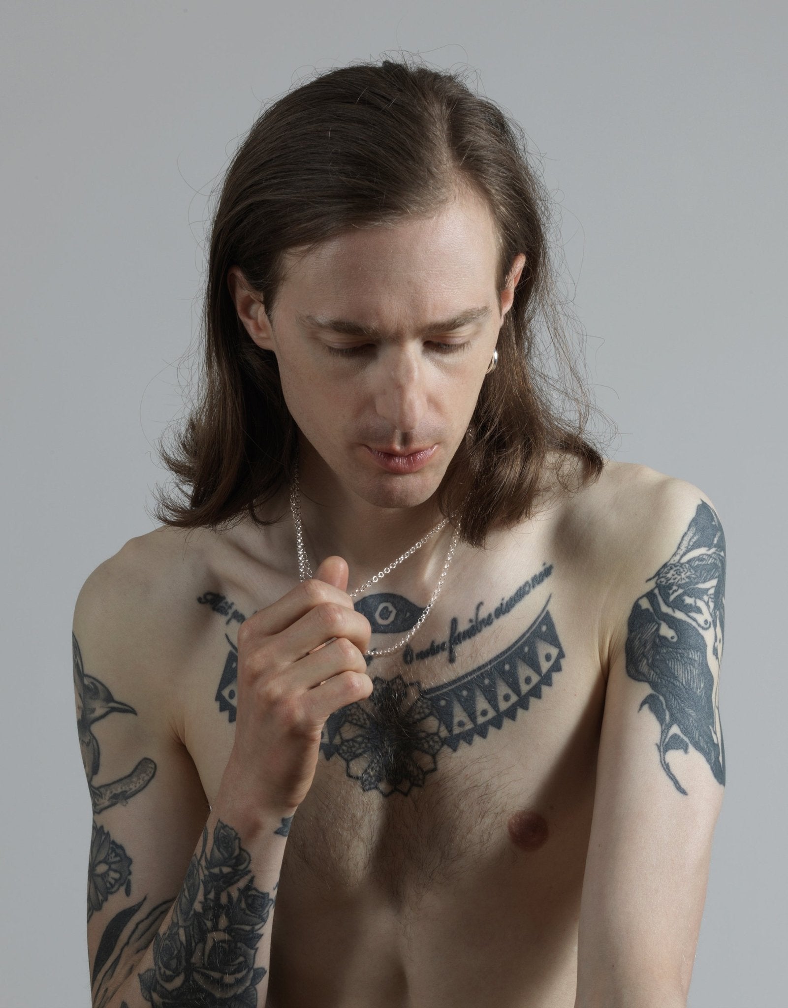 Men's Silver two-row chain choker necklace. Best affordable jewelry brand Made in Brooklyn New York by llayers. Reverb.
