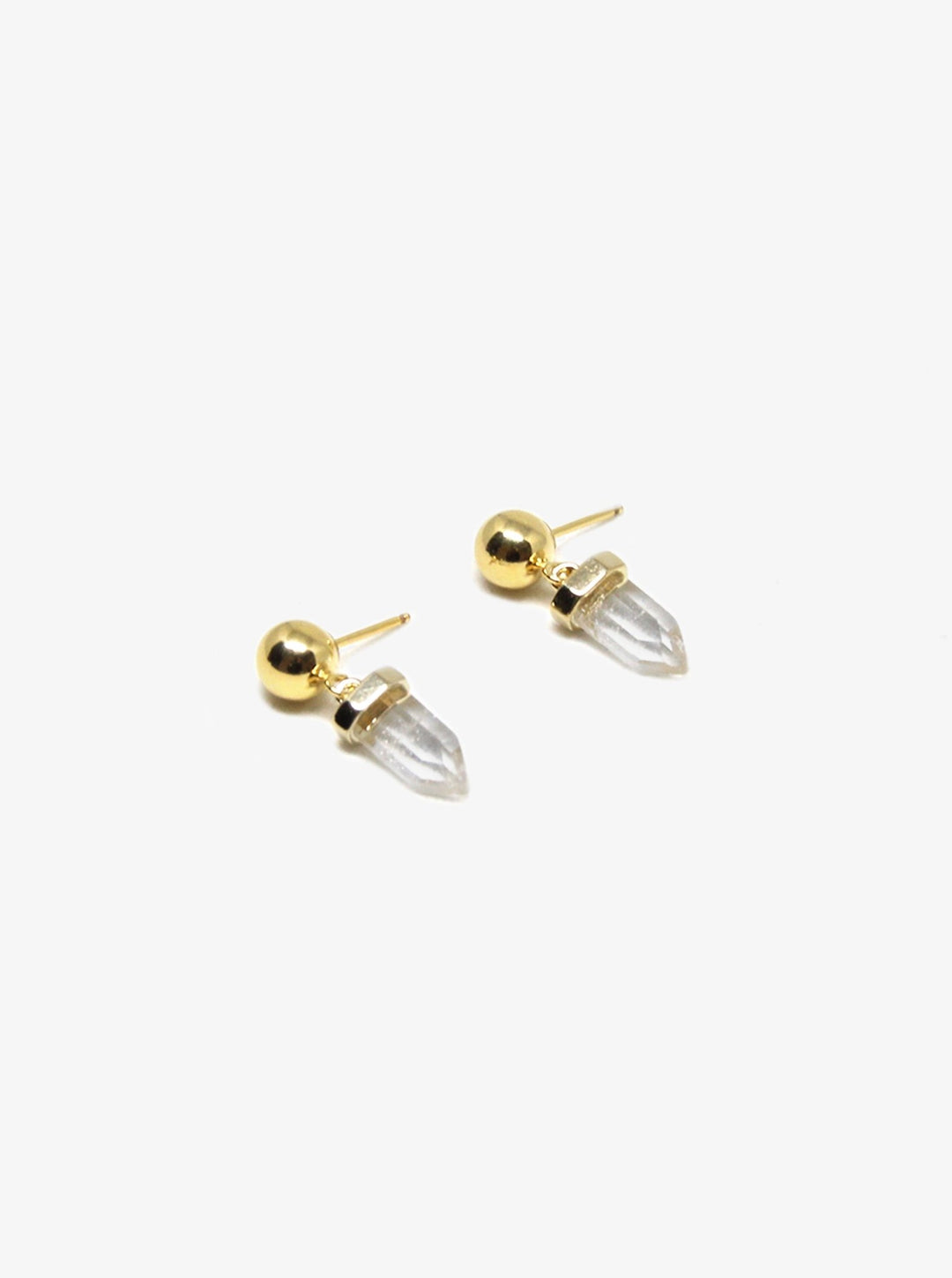 Gold quartz stone gold sphere earrings. Made in Brooklyn New York by llayers.