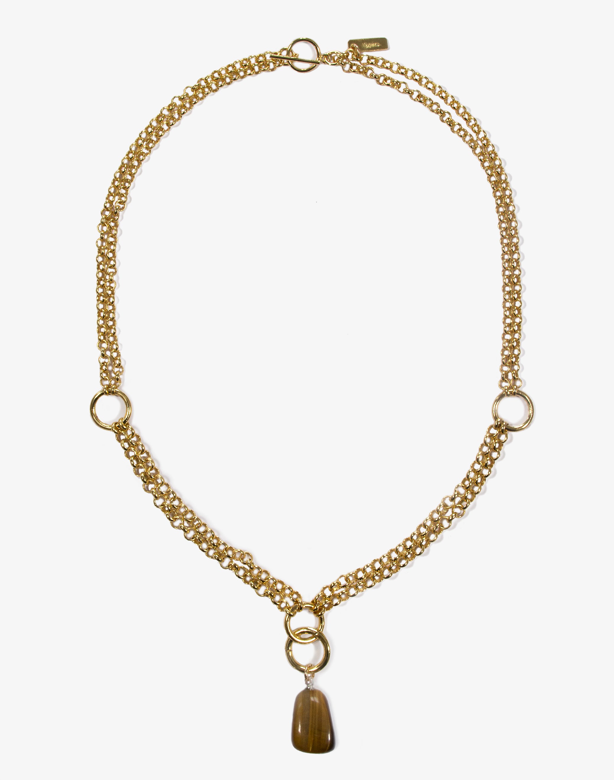 llayers Gold men stones minimal long chain choker necklace with rings Hancrafted in Brooklyn New York