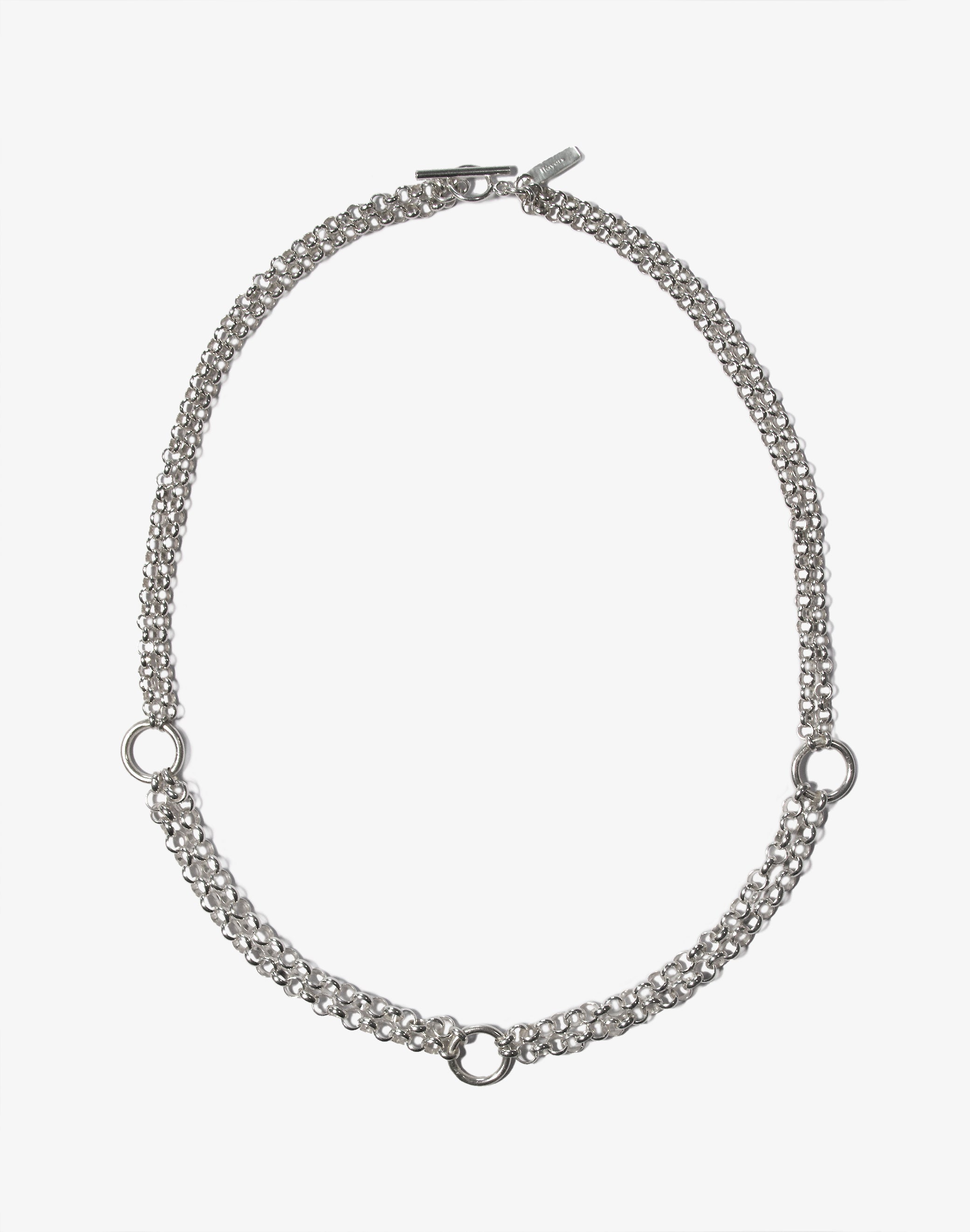 llayers jewelry Silver women long chain necklace choker handcrafted in New York 