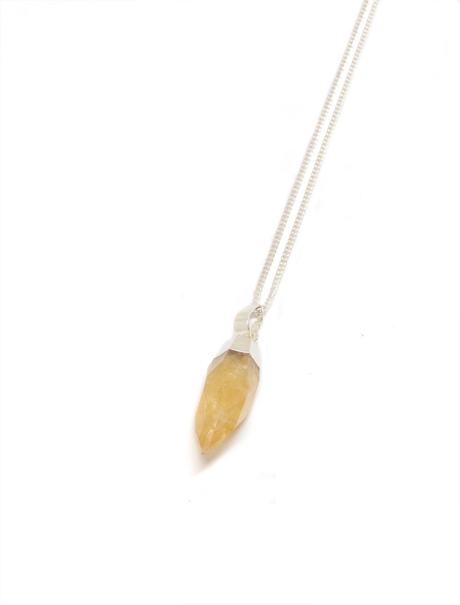 Citrine silver stone pendant necklace. Charms and healing crystal stones jewelry, made in Brooklyn NY by llayers.