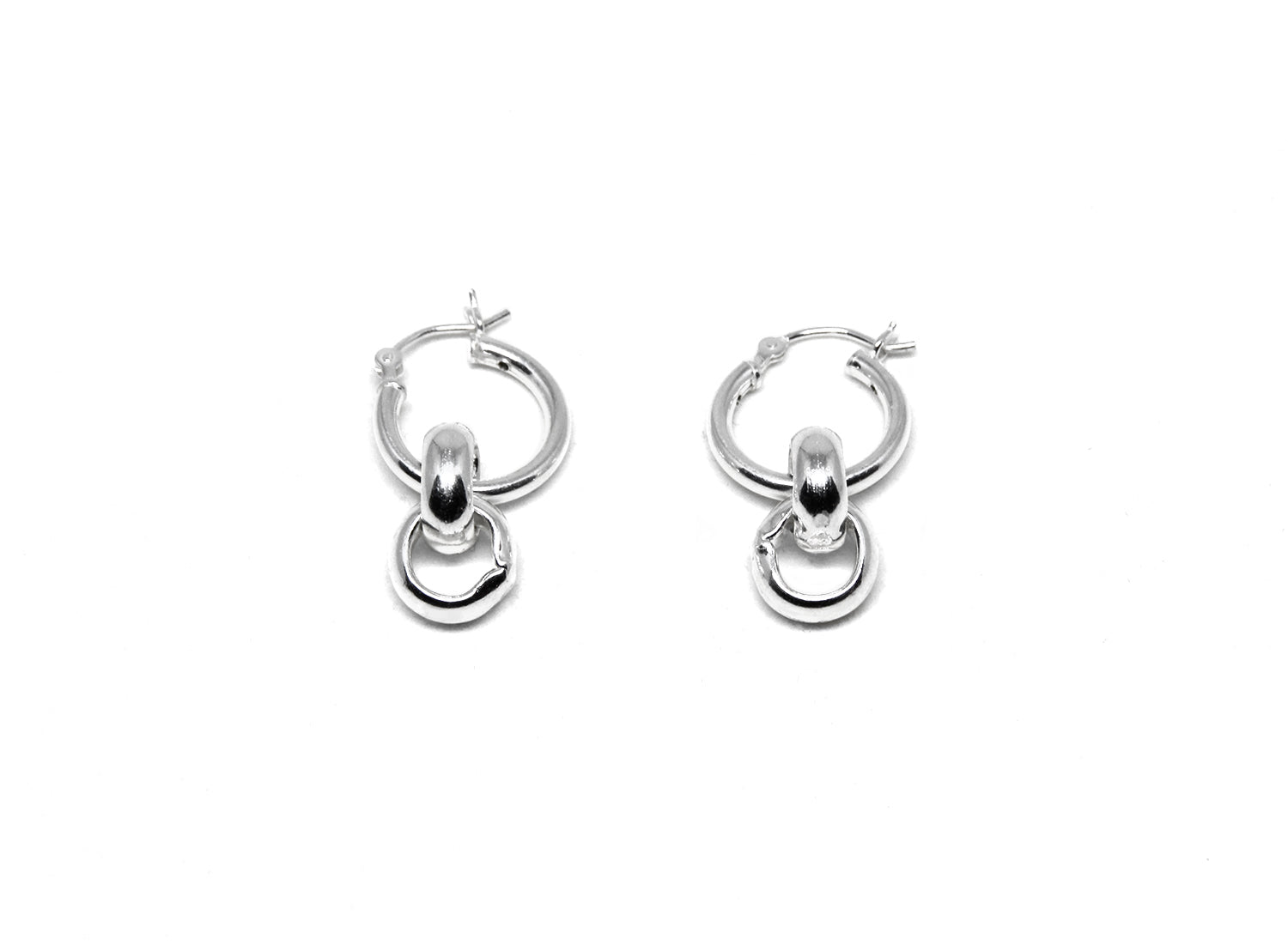 Silver hoop earrings infinity minimal jewelry. Trendy timeless affordable jewelry handcrafted in Brooklyn by llayers.