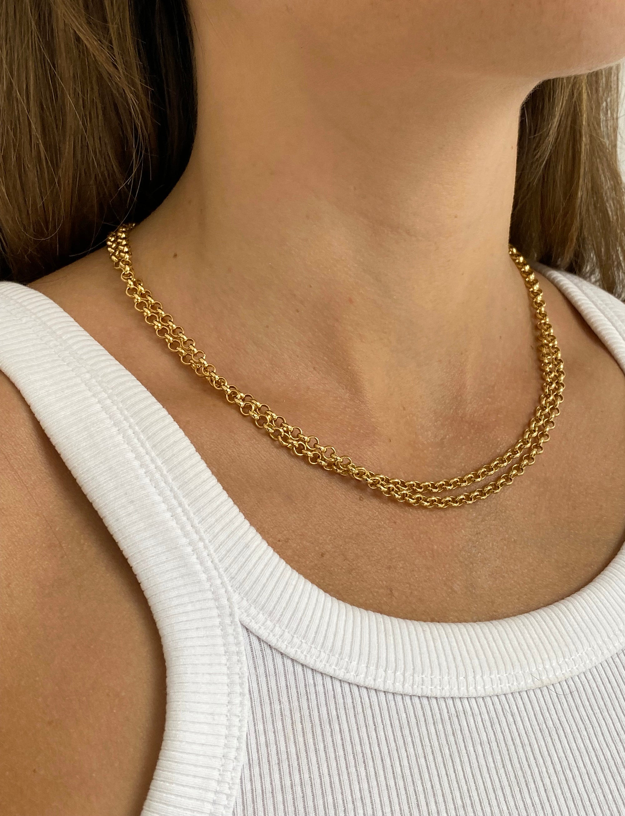 Refined Women jewelry unisex gold double chain chic cnecklace - Made In Brookyn New York 2
