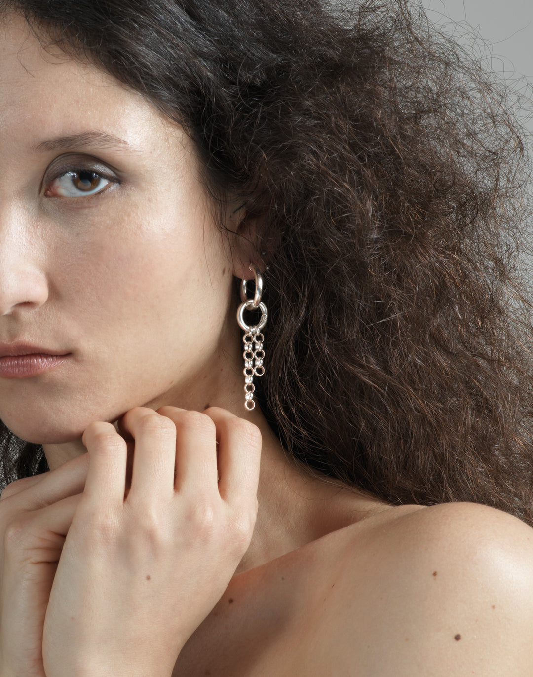 llayers jewelry women silver chain hoops earrings jewelry minimal - Made in Brooklyn New York 3