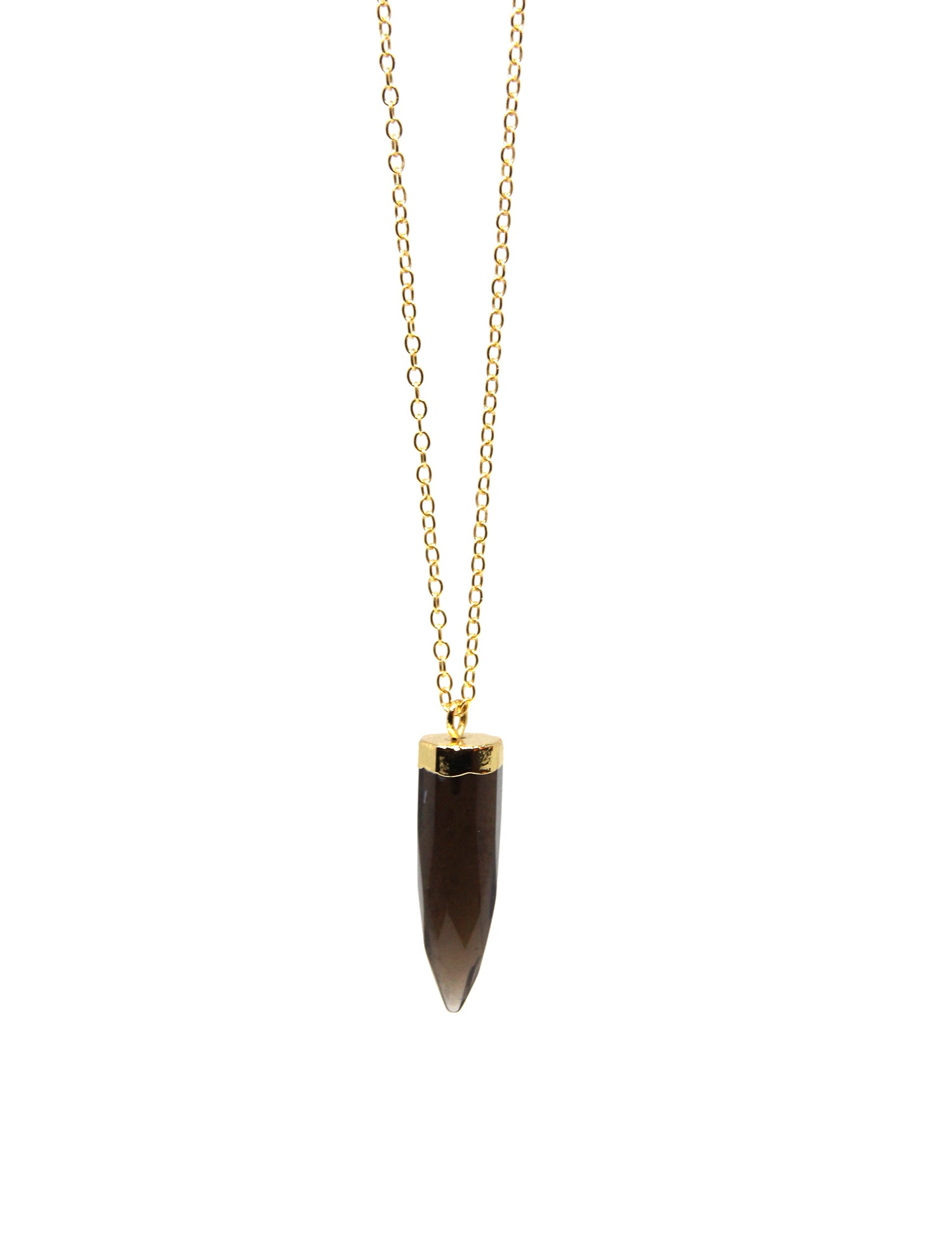 Smoky quartz gold pendant. Charms and healing crystal stones jewelry, made in Brooklyn New York by llayers.