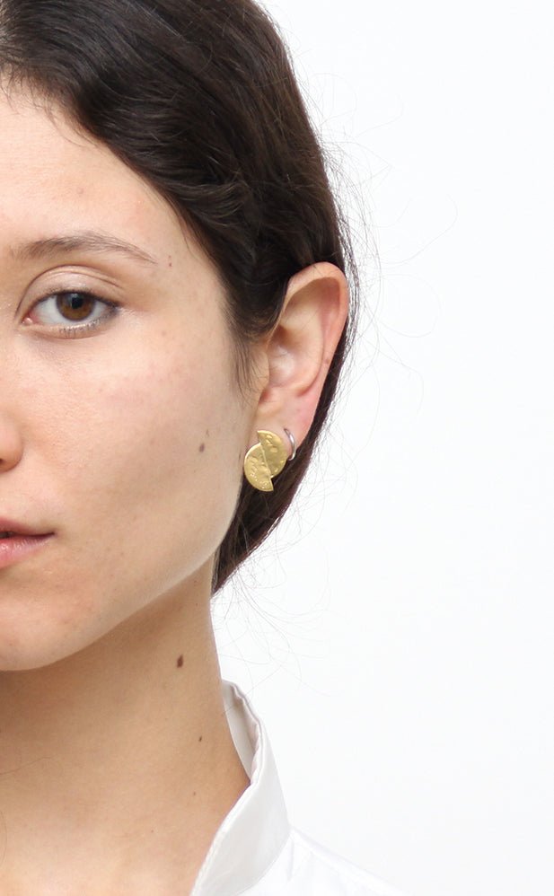 llayers jewelry lacus earrings stud earrings in gold moon textured