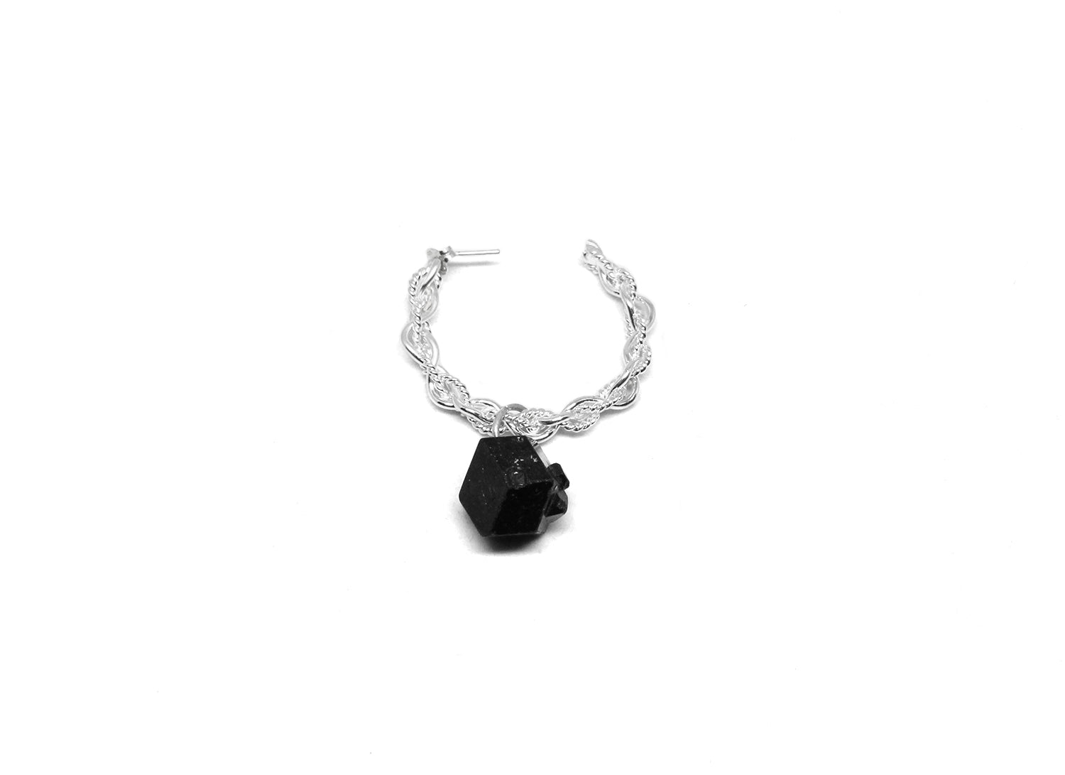 llayers boucle d'oreille upcyclée créole argent pierre grenat -upcycling earring silver hoop grenat stone