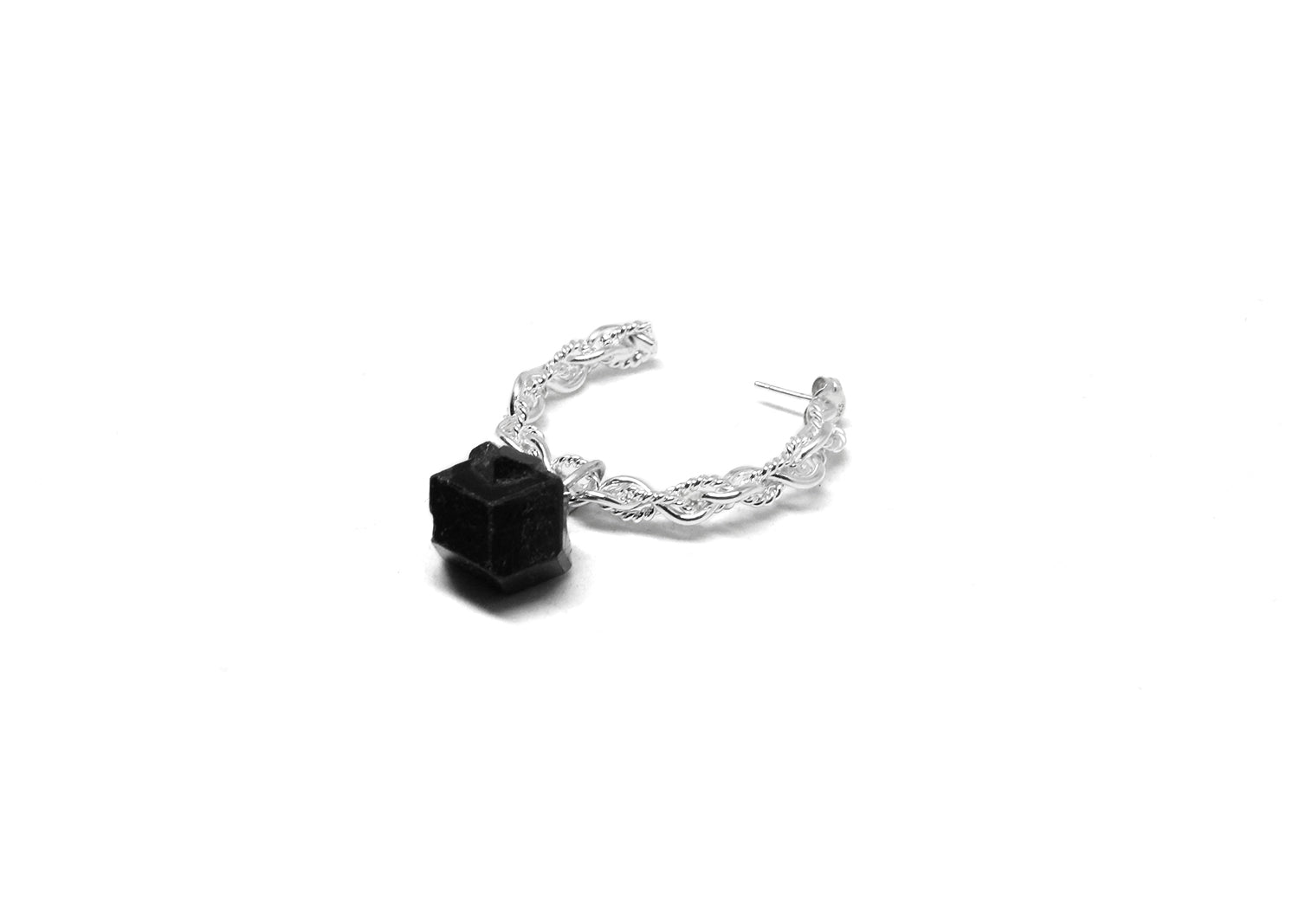 llayers bijoux boucle d'oreille upcyclée créole argent pierre grenat -upcycling earring silver hoop grenat stone