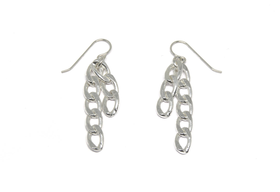 llayers boucles d'oreilles chaines  jewelry dangly chain link earrings silver