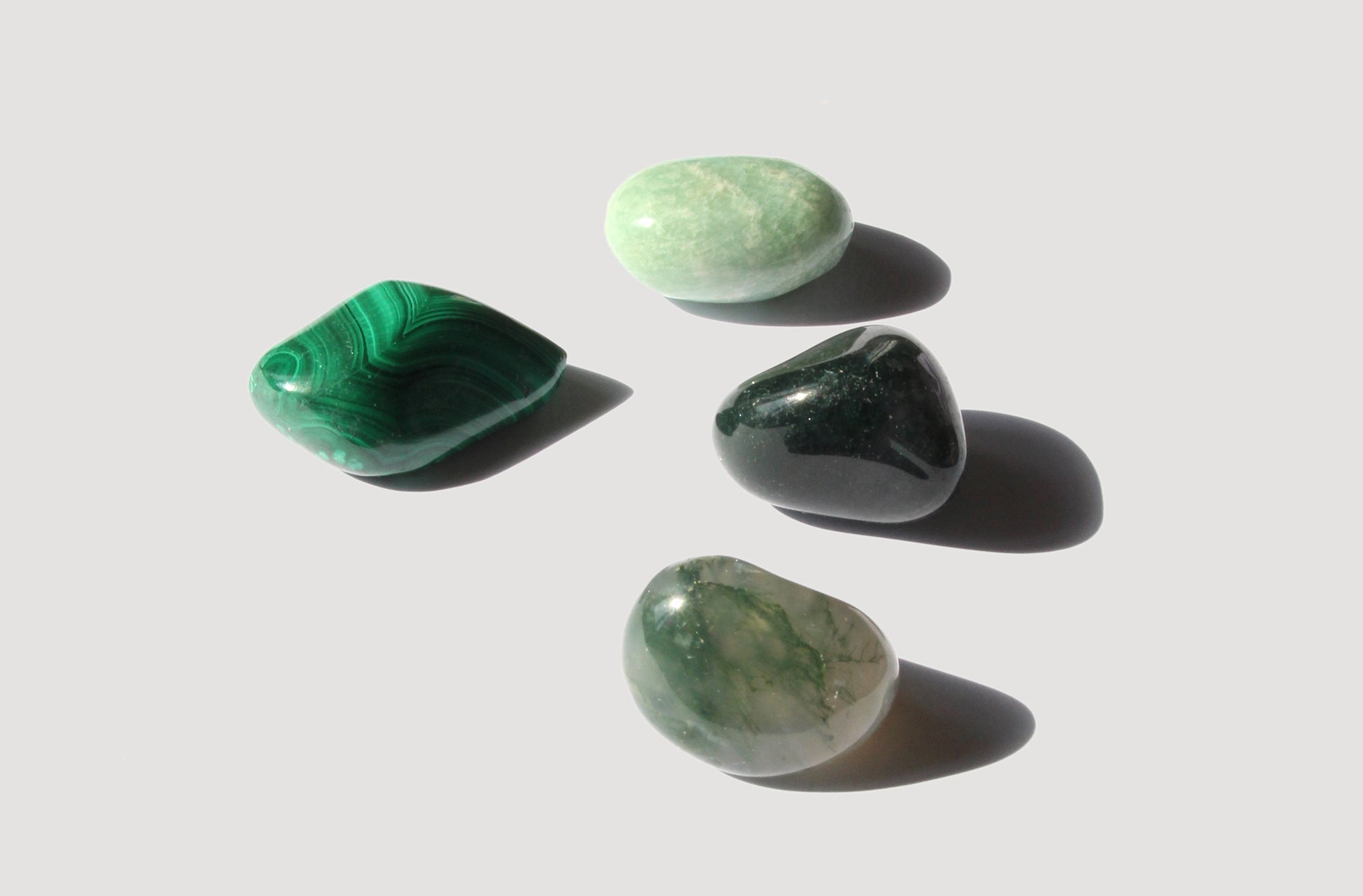 Crystals healing stones luck abundance set box in New York. Including Amazonite, Moss Agate, Fluorite, Malachite stones.