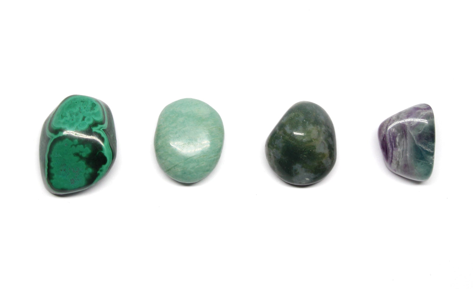 Crystals healing stones luck abundance set box in New York. Including Amazonite, Moss Agate, Fluorite, Malachite stones.