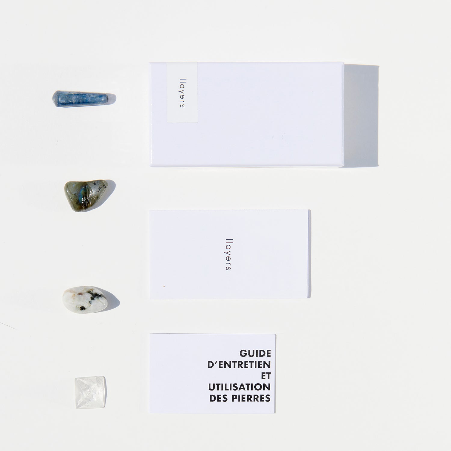 Crystals healing stones love set box in Brooklyn New York by llayers.
Including Cyanite, Labradorite, Moonstone, Quarz (cristal de roche)