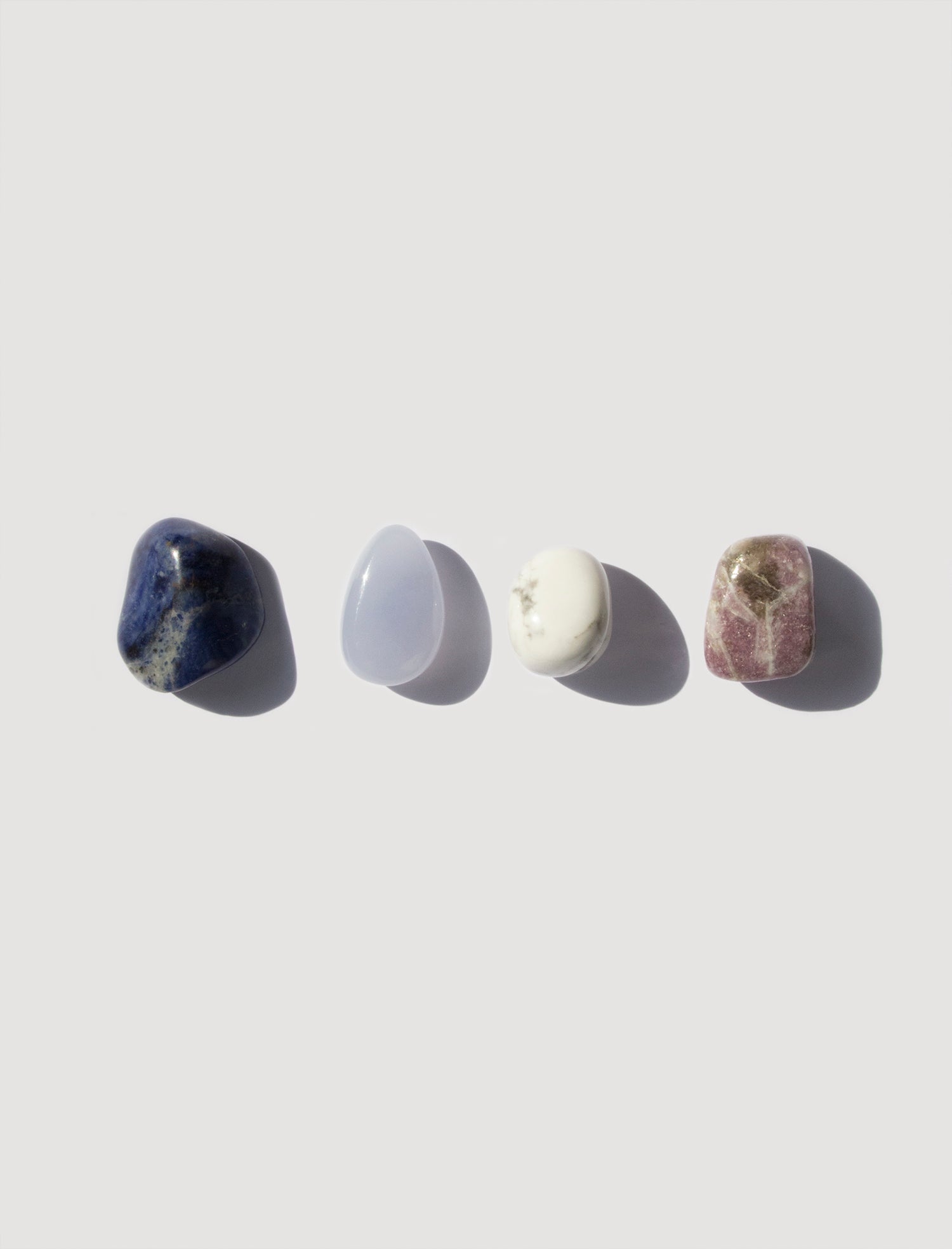 no stress wellness healing crystals box lithotherapy howlite sodalite blue chalcedony lepidolite Brooklyn New York by llayers