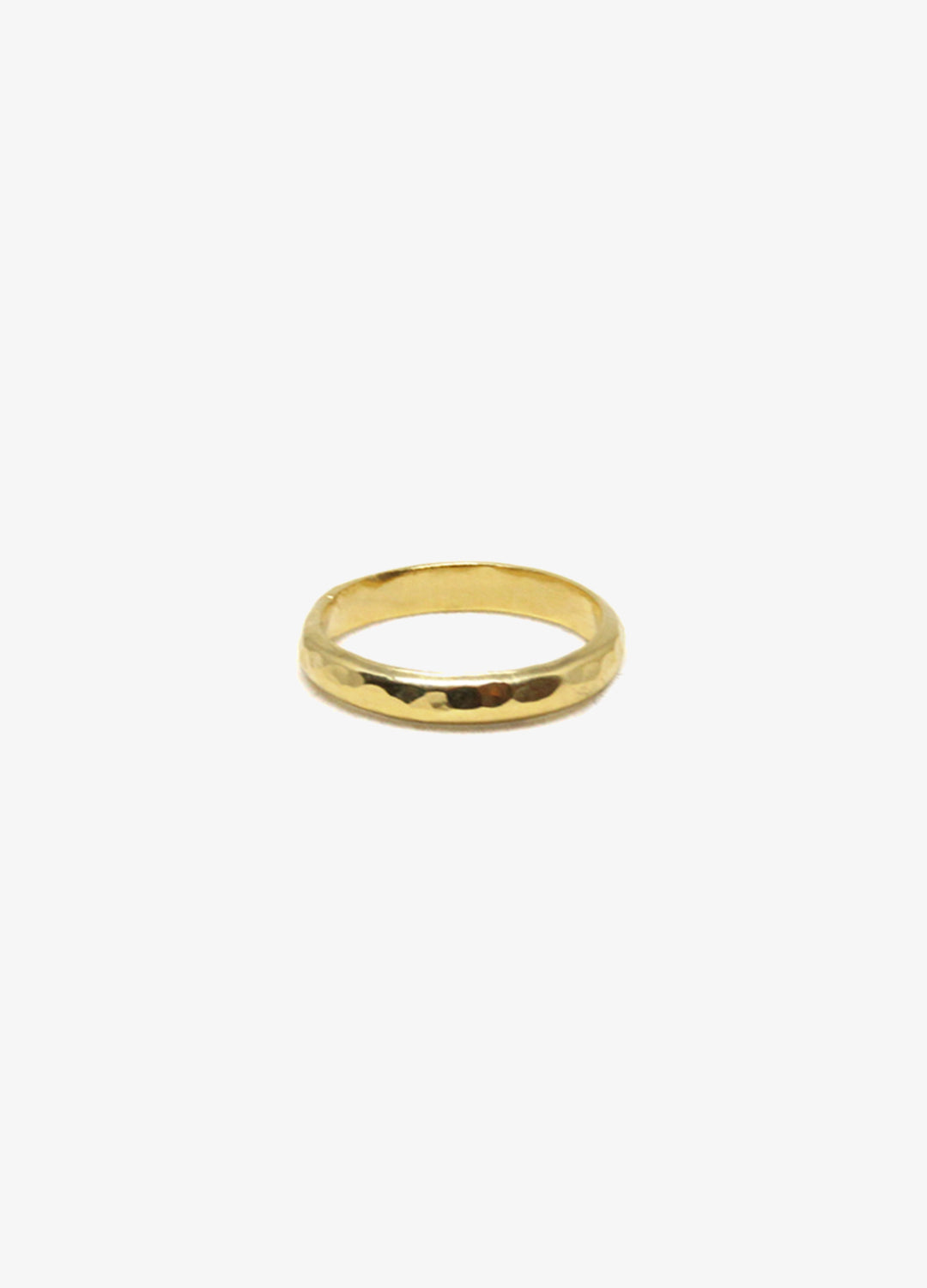 Engagement gold hammered round ring. Minimalist engagement rings in Brooklyn New York by designer llayers.