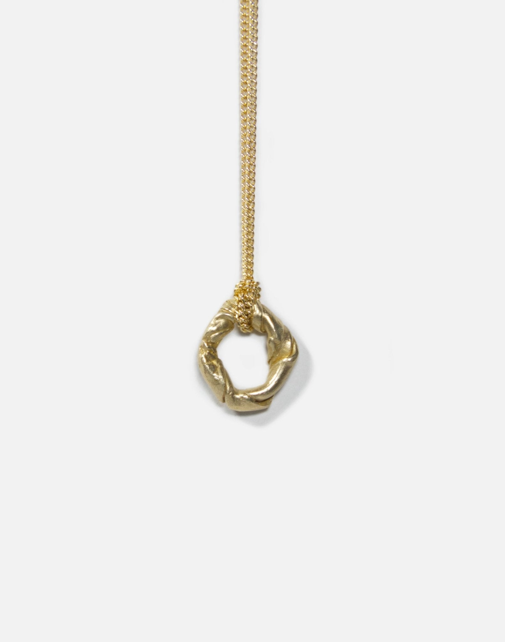 Gold brass minimalist pendant necklace. Jewelry made in Brooklyn New York by designer llayers.