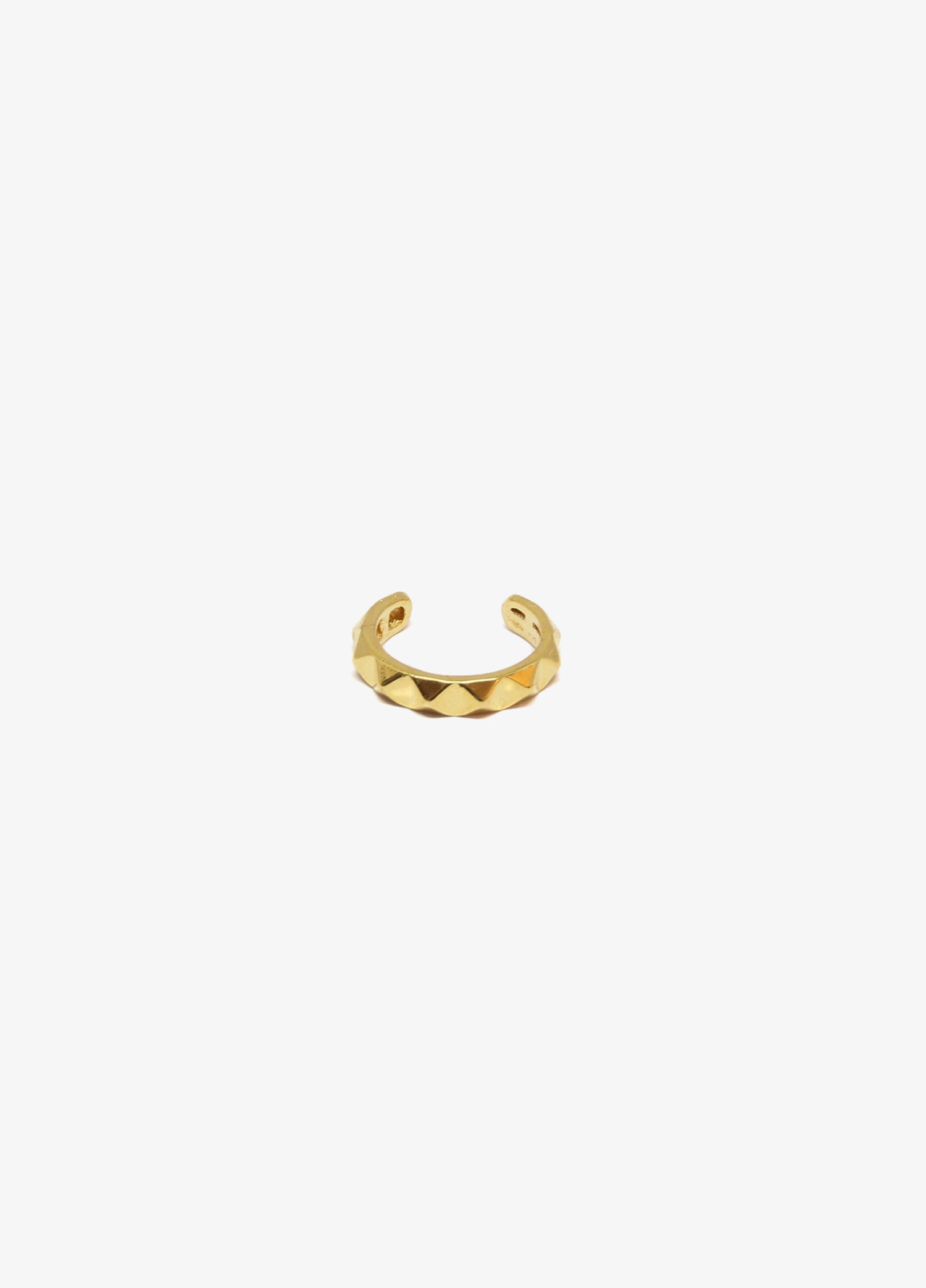 Gold minimal ear cuff earring. For men's or women's, unisex jewelry, made in Brooklyn New York, Pyra by llayers.