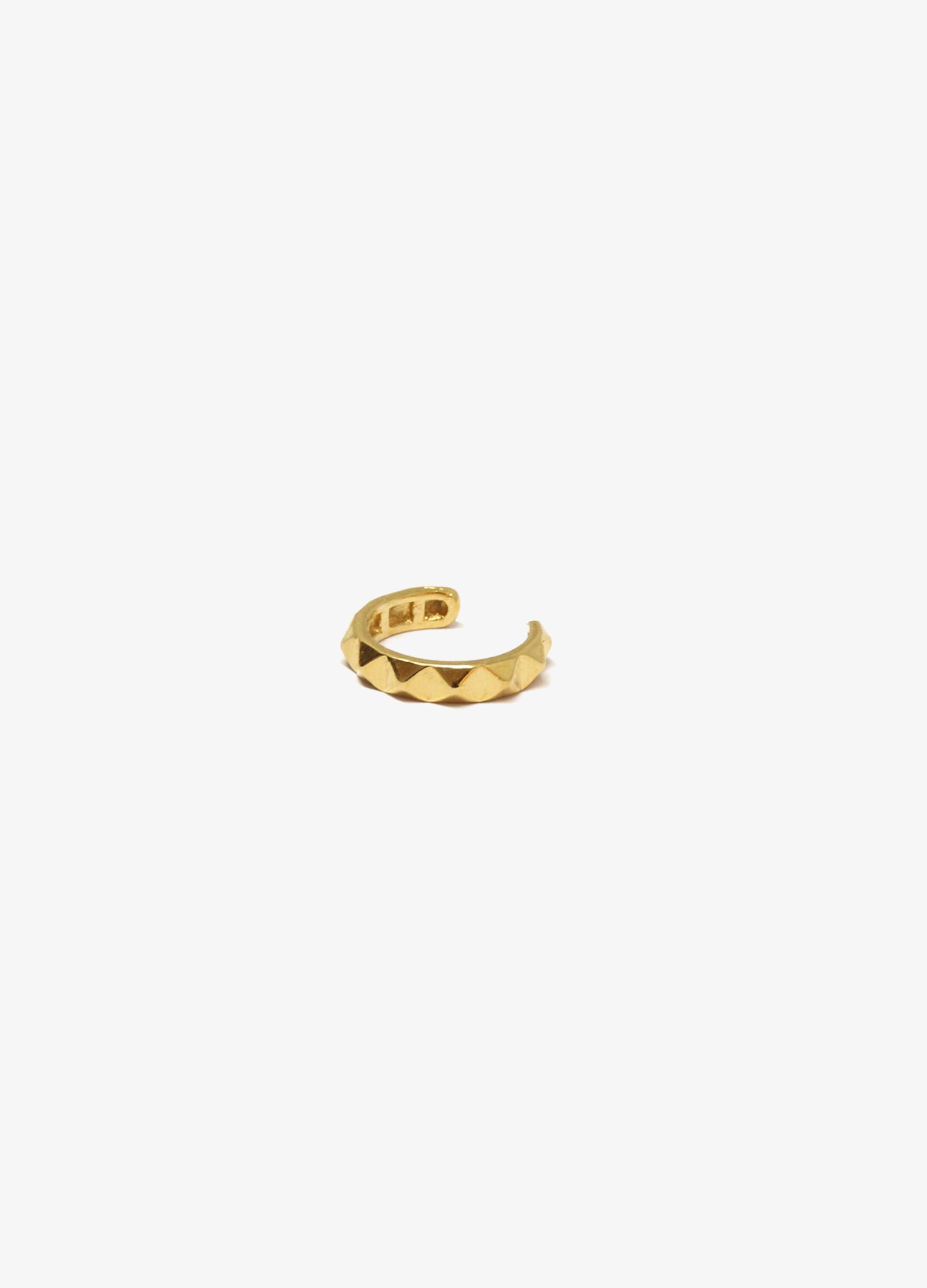 Gold minimal ear cuff earring. For men's or women's, unisex jewelry, made in Brooklyn New York, Pyra by llayers.