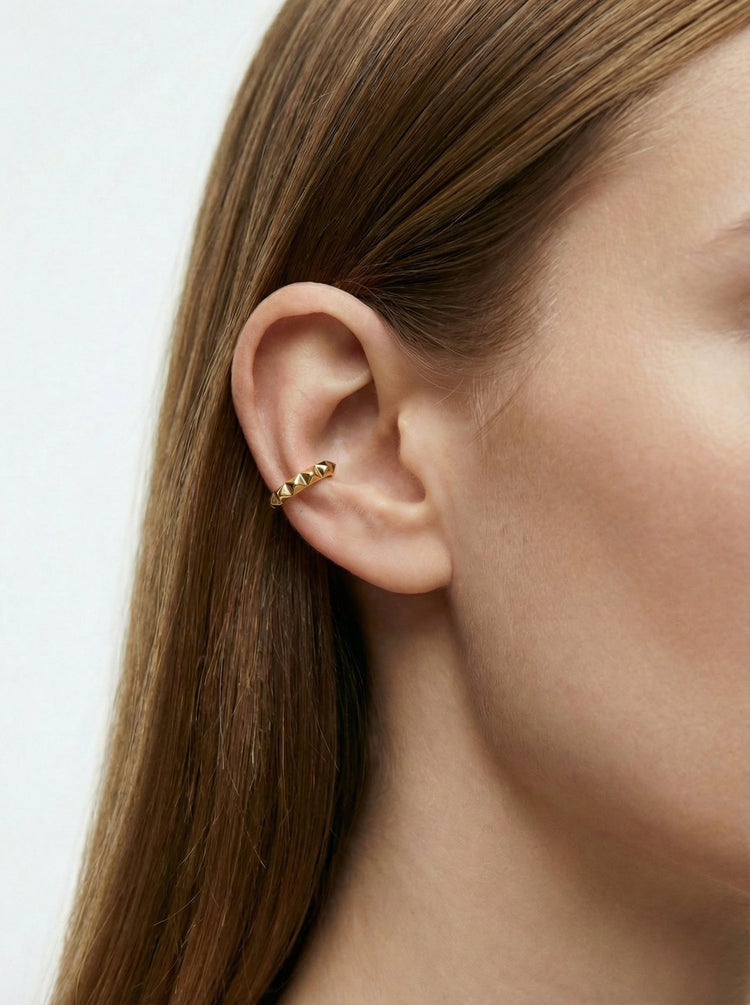Gold ear cuff earring. For men's or women's, unisex jewelry, made in Brooklyn New York  by llayers.