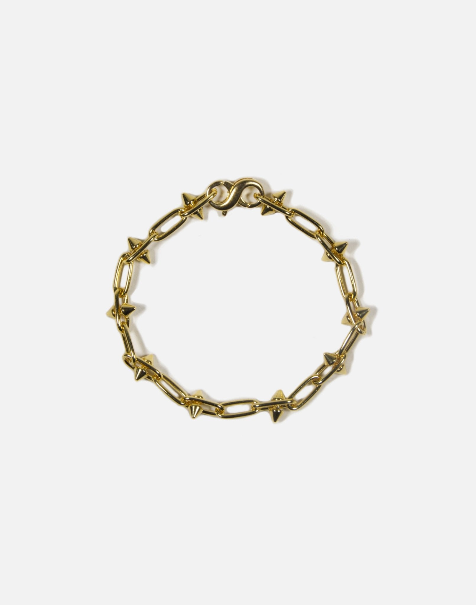 Gold small spikes chain bracelet unisex jewelry handmade New York Brooklyn by llayers 
