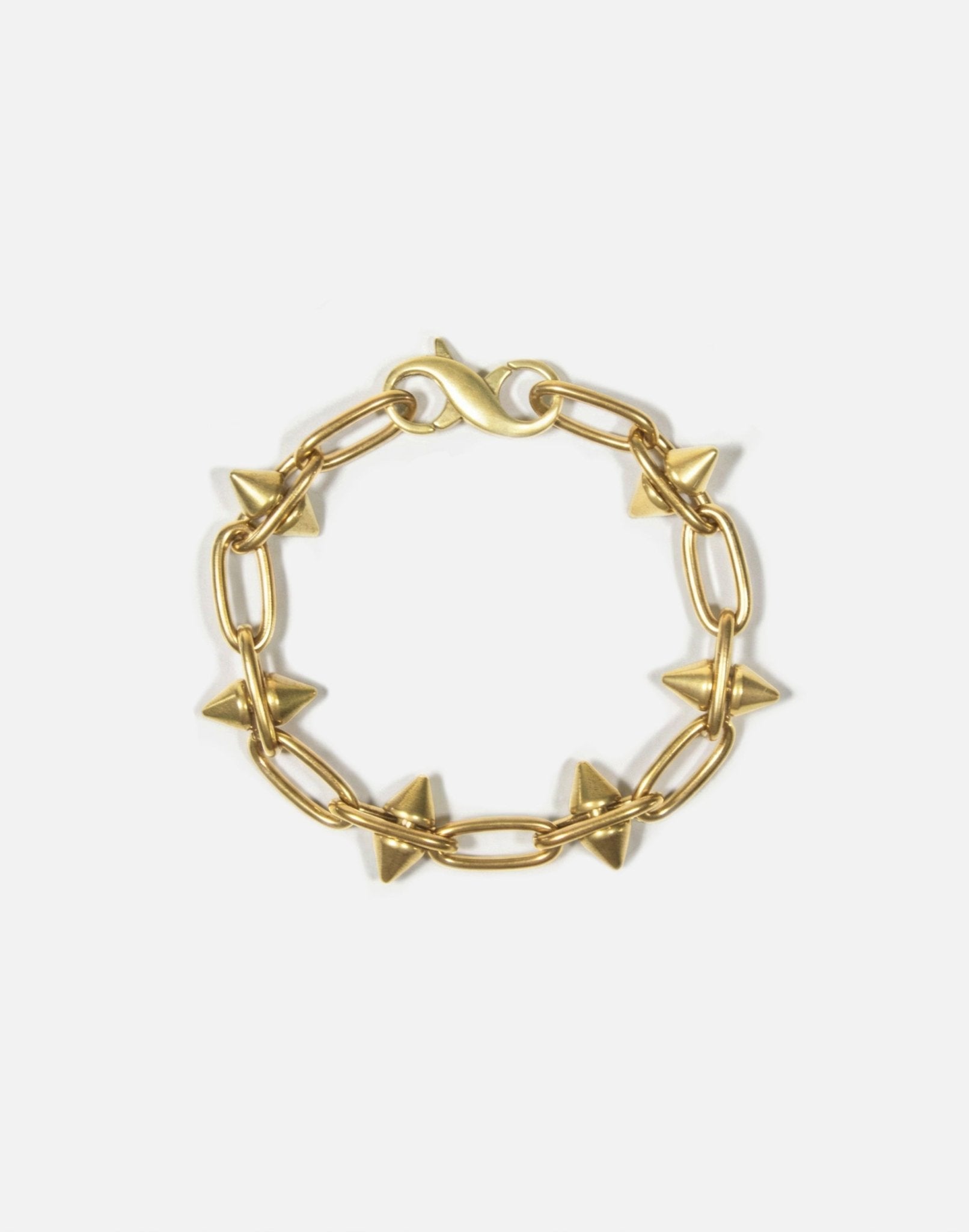 Gold spike brass chain bracelet.Modern unisex jewelry handmade New York Brooklyn by llayers.