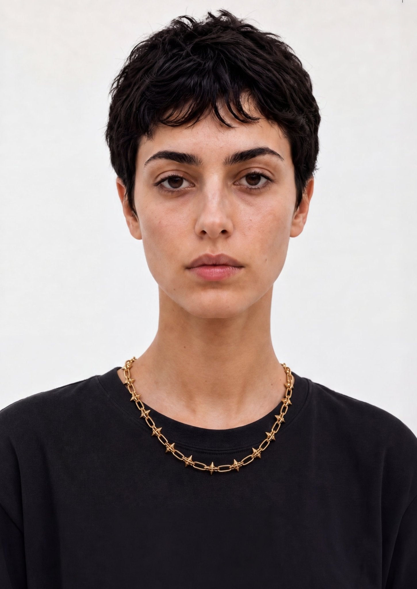 Spike gold plated chain necklace. Men's necklace in New York by llayers.