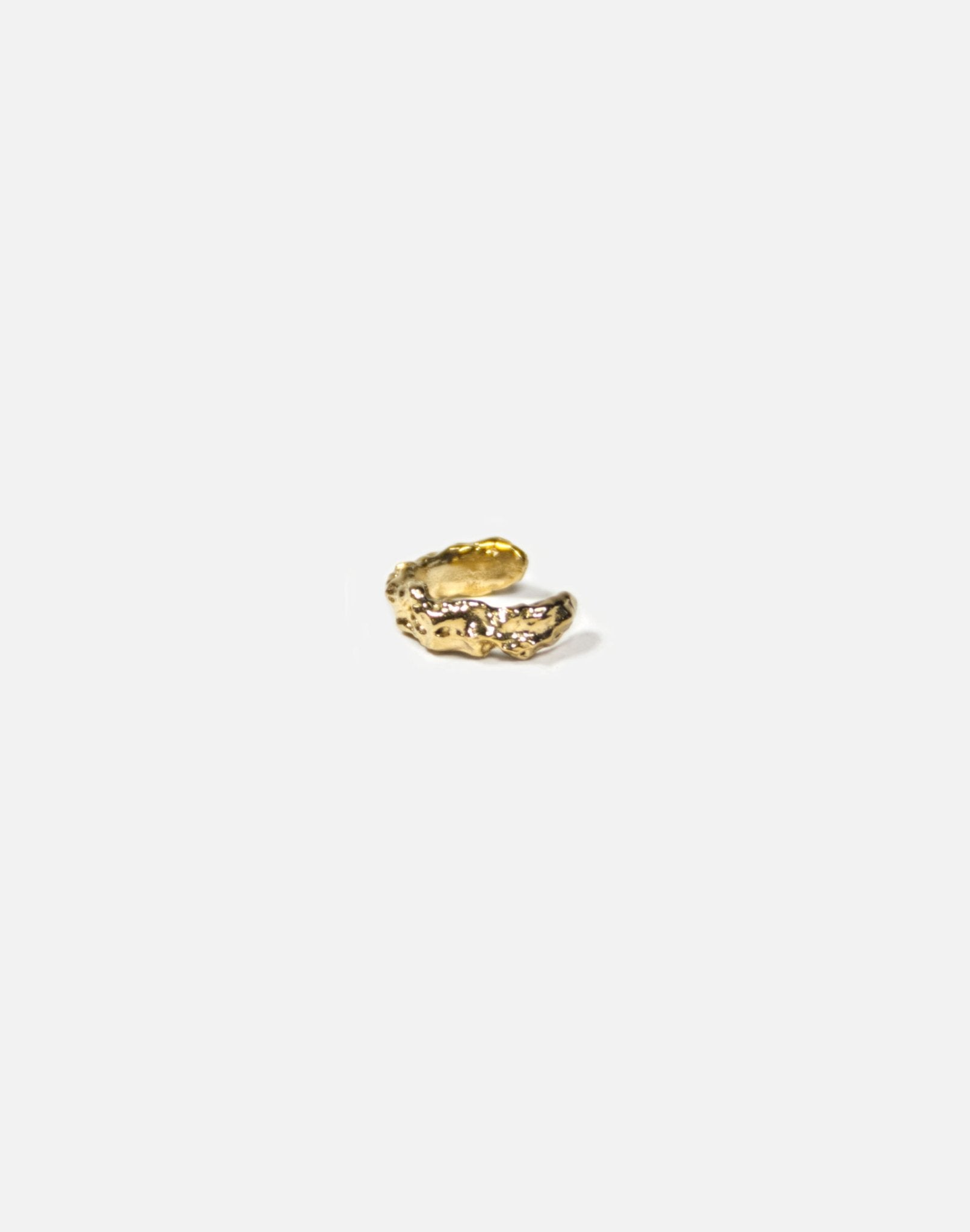 Gold textured ear cuff earrings. Emerging designer. Minimalist jewelry made in Brooklyn New York by llayers.