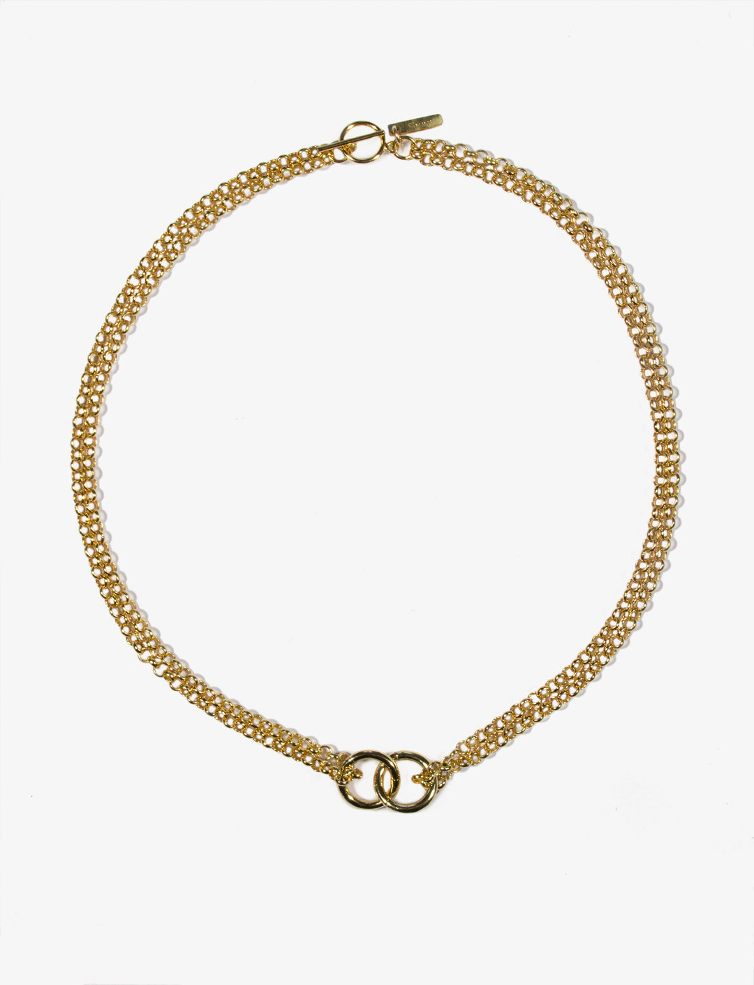 Gold chain choker necklace handmade in Brooklyn New York by minimalist designer llayers jewelry