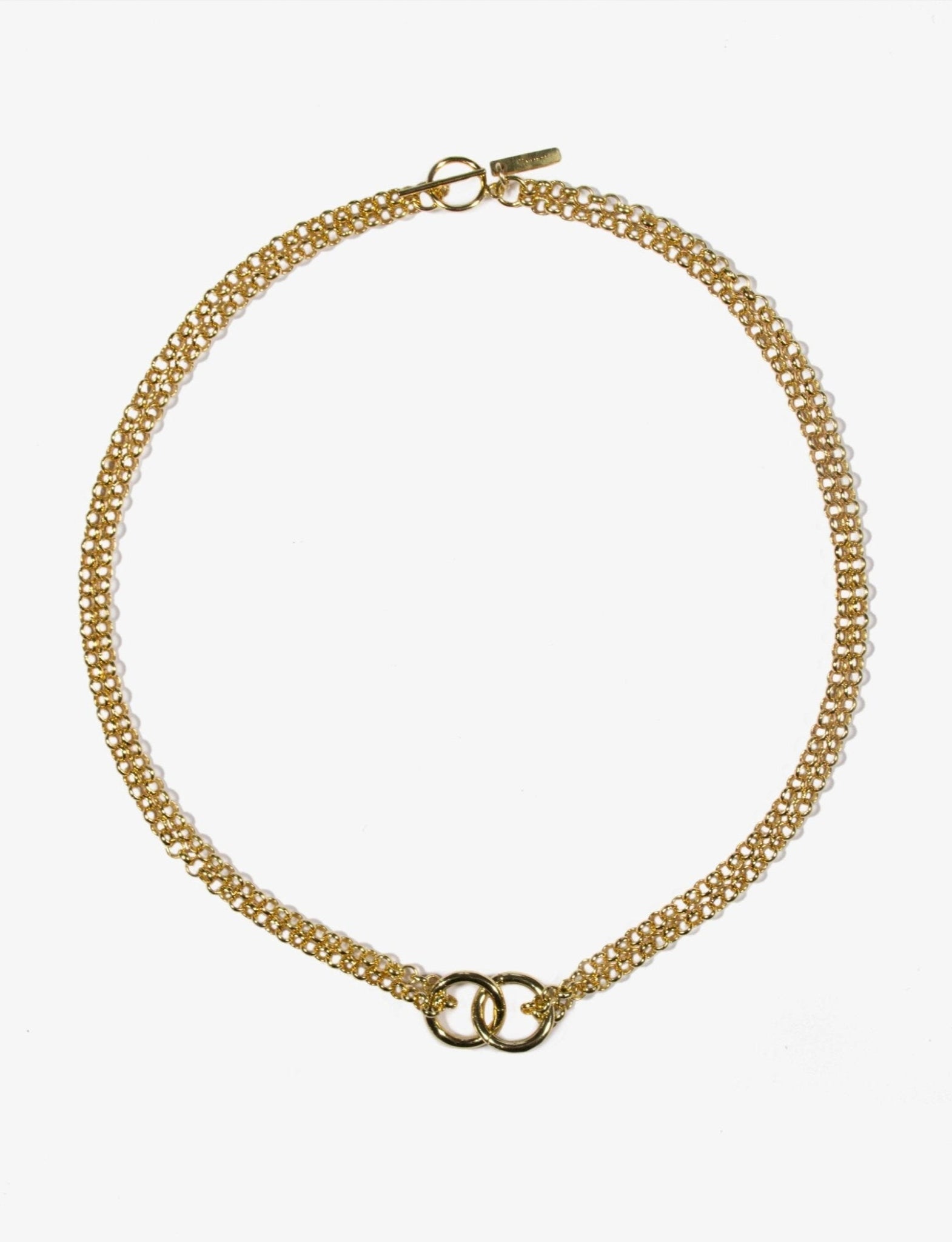 Gold chain necklace with loops choker. Trendy modern affordable jewelry handcrafted in New York by llayers.