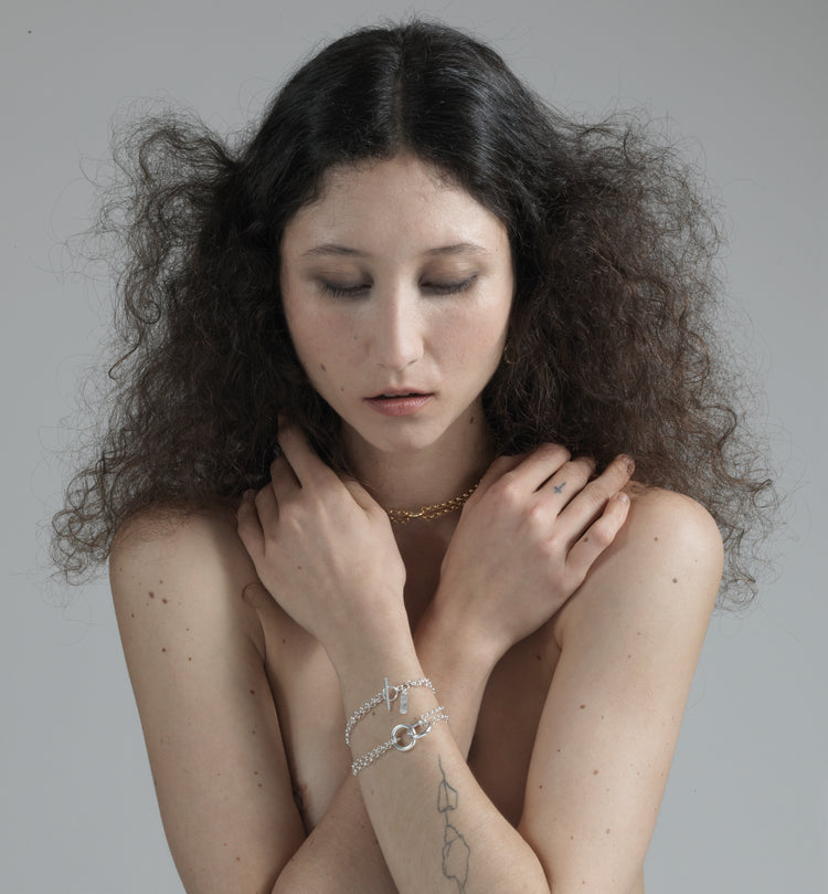 Gold chain necklace handmade in Brooklyn New York by minimalist designer llayers jewelry