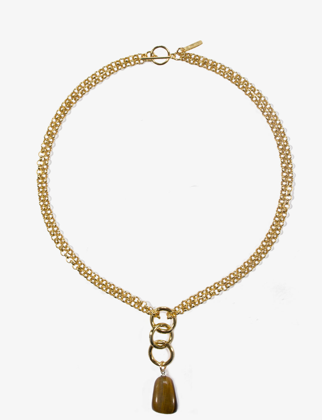 Gold minimalist necklace with stones handmade in Brooklyn New York by minimalist designer llayers jewelry