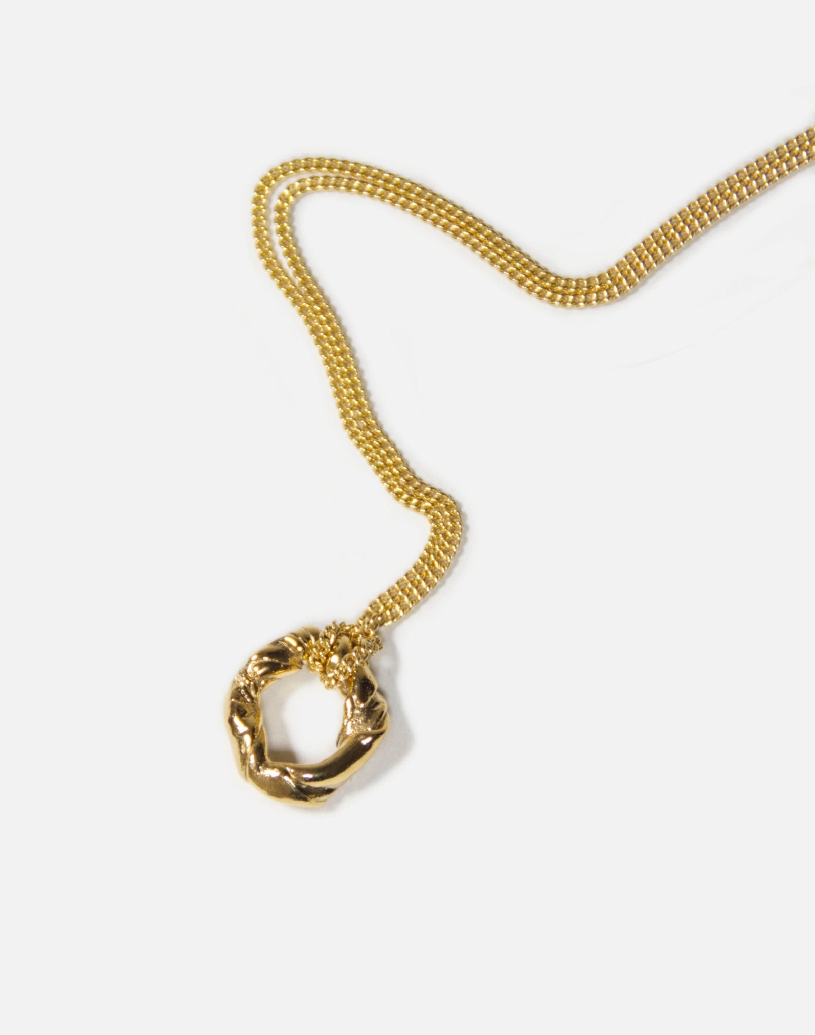 Gold modern pendant necklace. Jewelry made in Brooklyn New York by designer llayers.