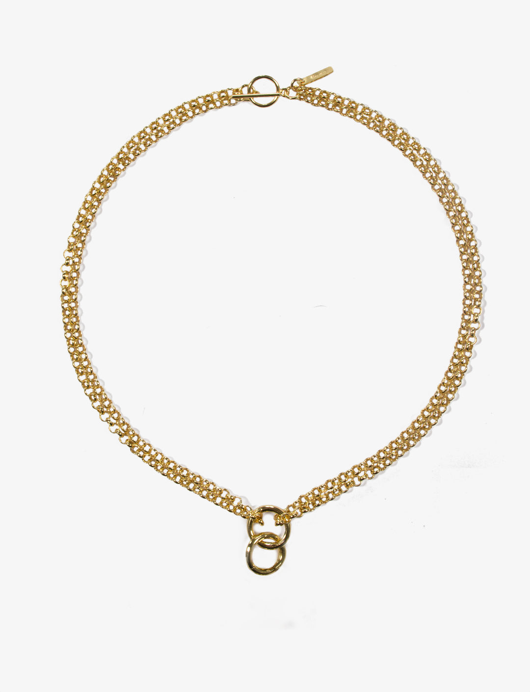 Gold necklace chain with ring handmade in Brooklyn New York by minimalist designer llayers jewelry