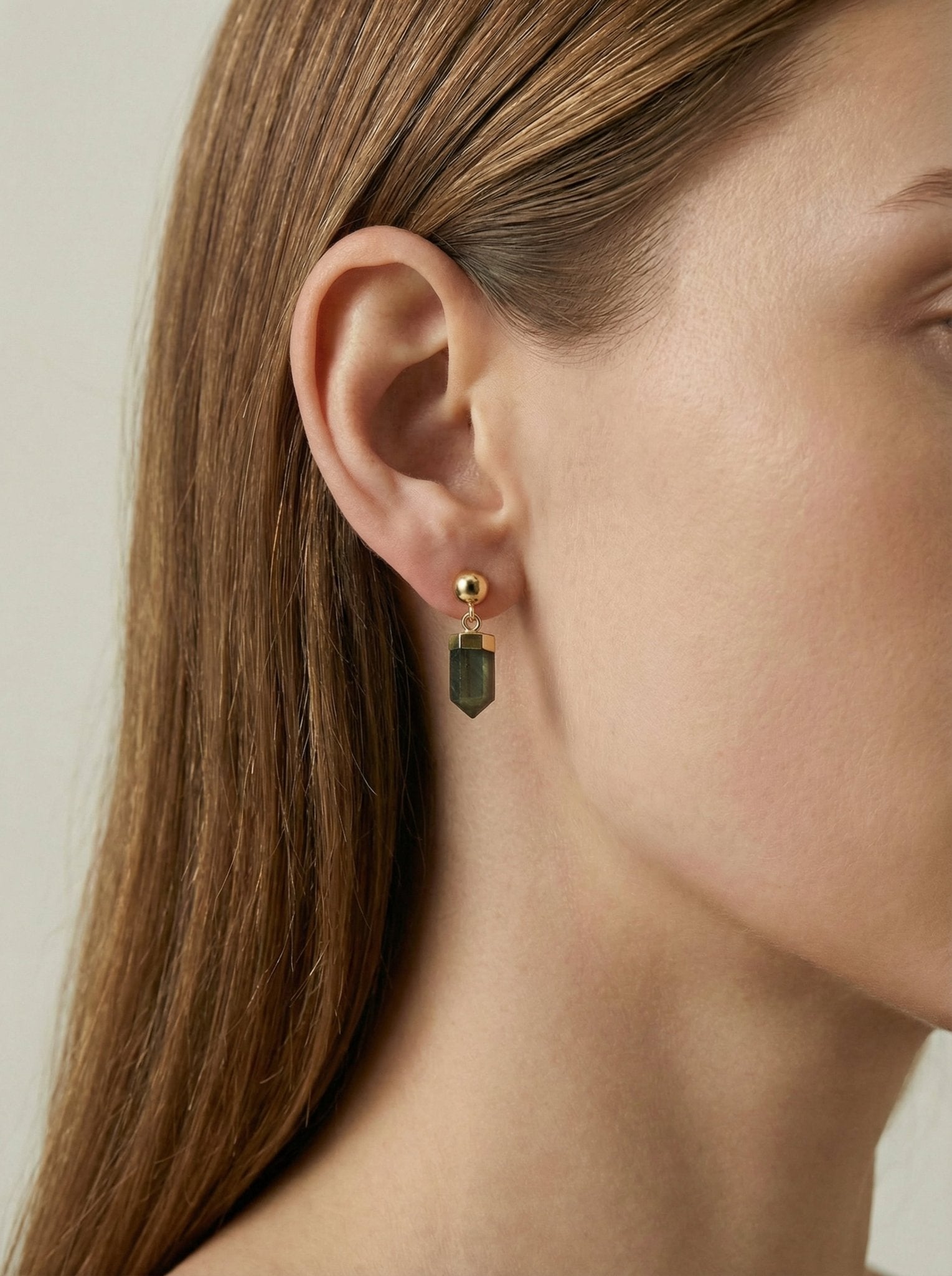 Labradorite earrings gold . Minimalist jewelry  in the Us in New York by llayers.