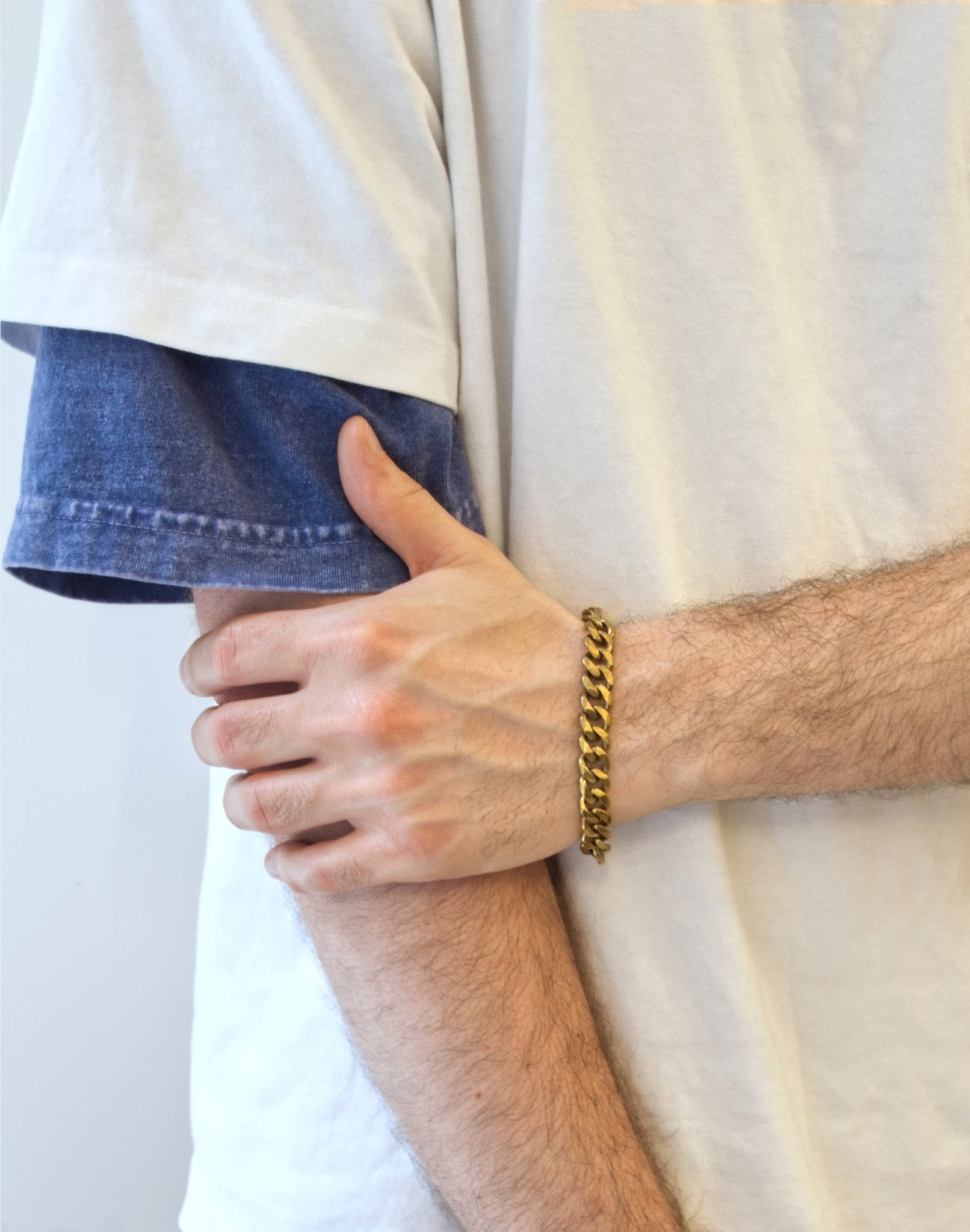 Men curb brass chain bracelet unisex jewelry handmade New York Brooklyn by llayers 