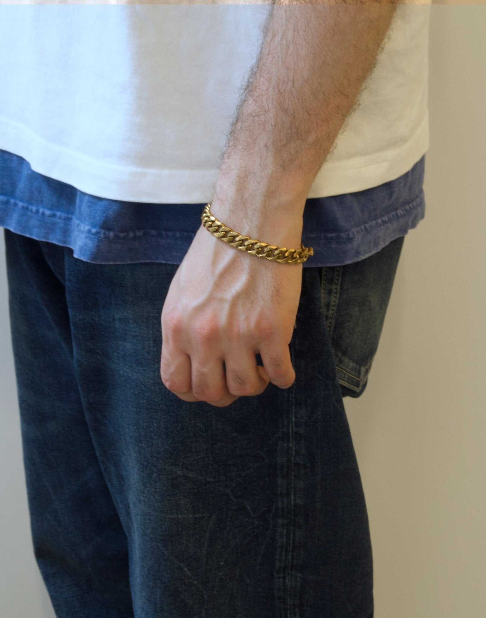 Men curb brass chain bracelet unisex jewelry handmade New York Brooklyn by llayers 