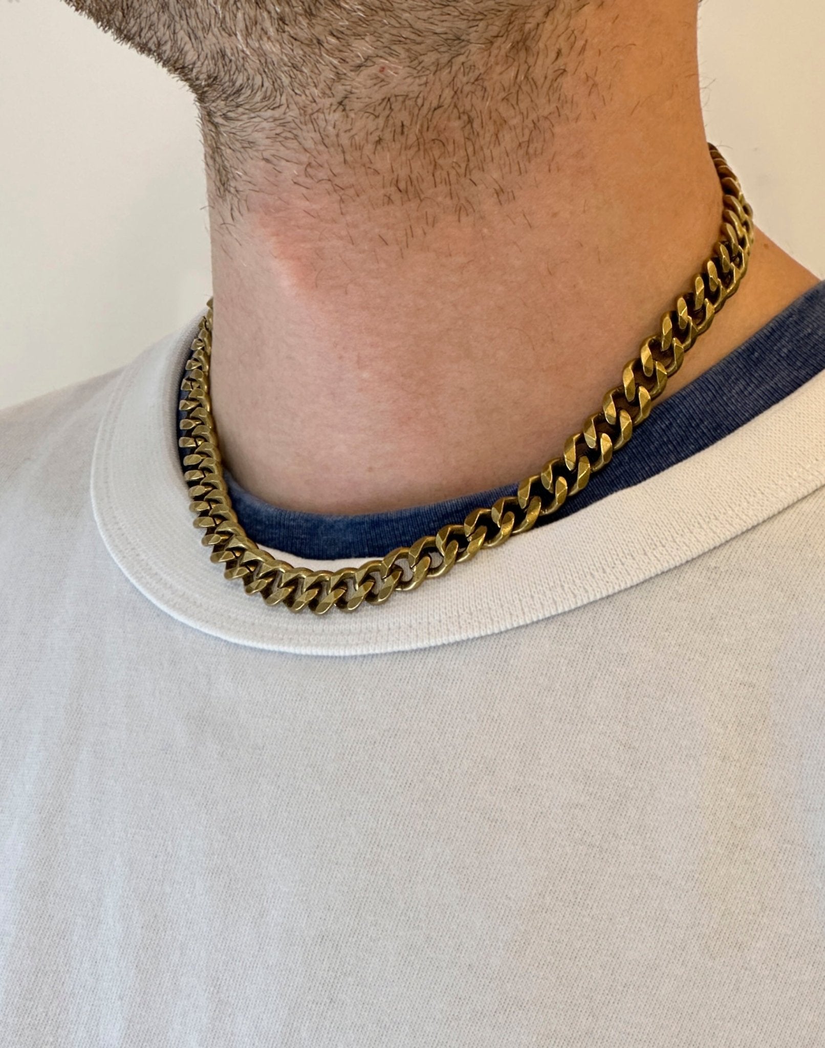 Men curb brass chain necklace unisex jewelry handmade New York Brooklyn by llayers 