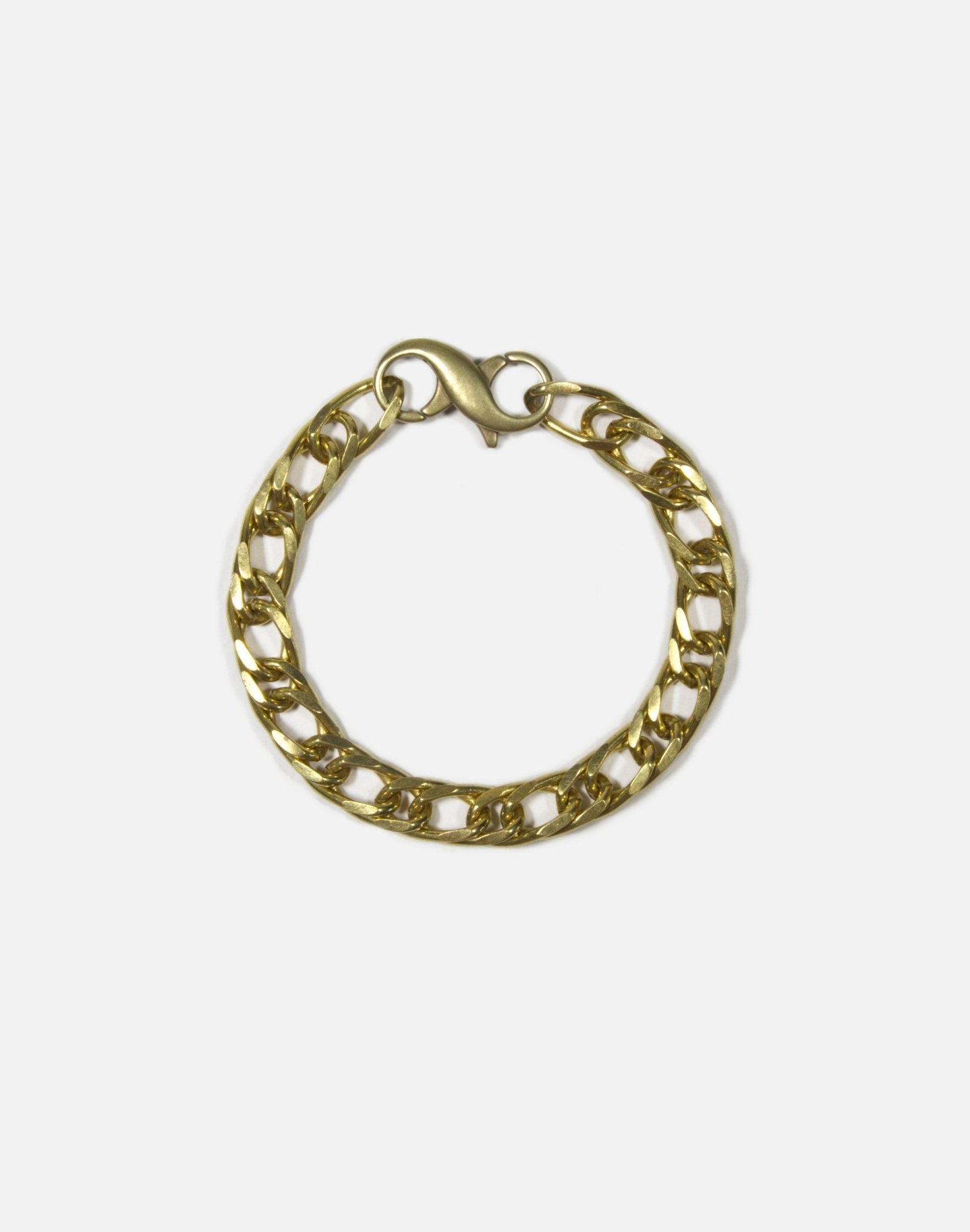 Men gold double link chain bracelet figaro necklace brass for men and women made in Brooklyn New Yorkby llayers