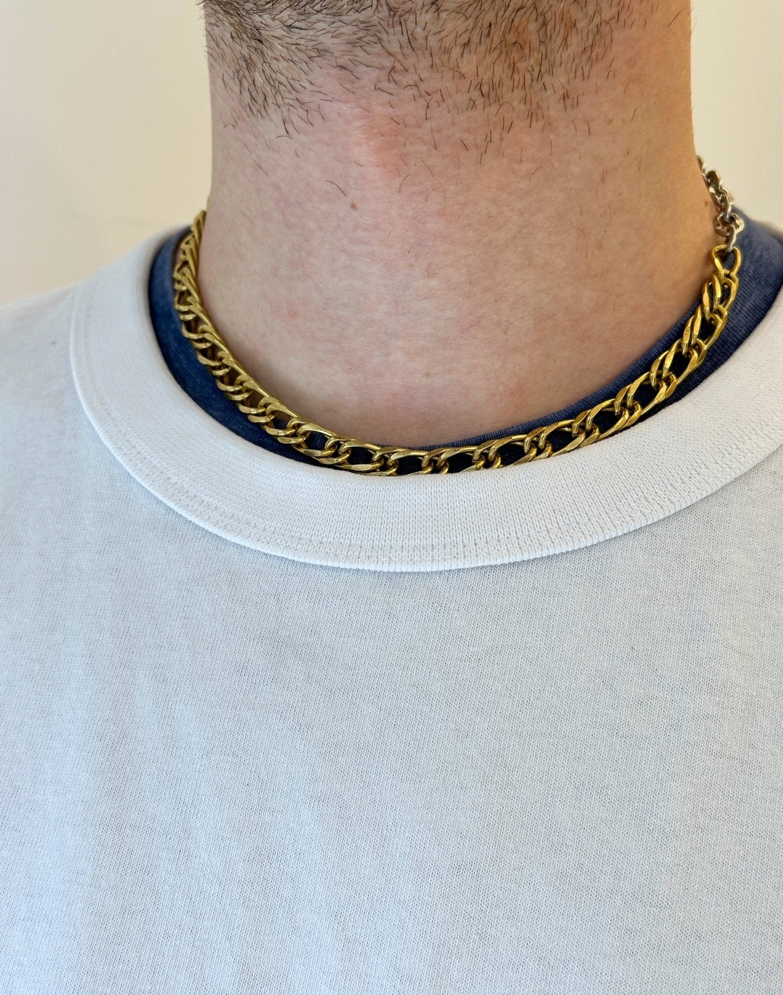 Men Gold link chain figaro necklace gold and silver for men and women. Made in New York Brooklyn New York by llayers.