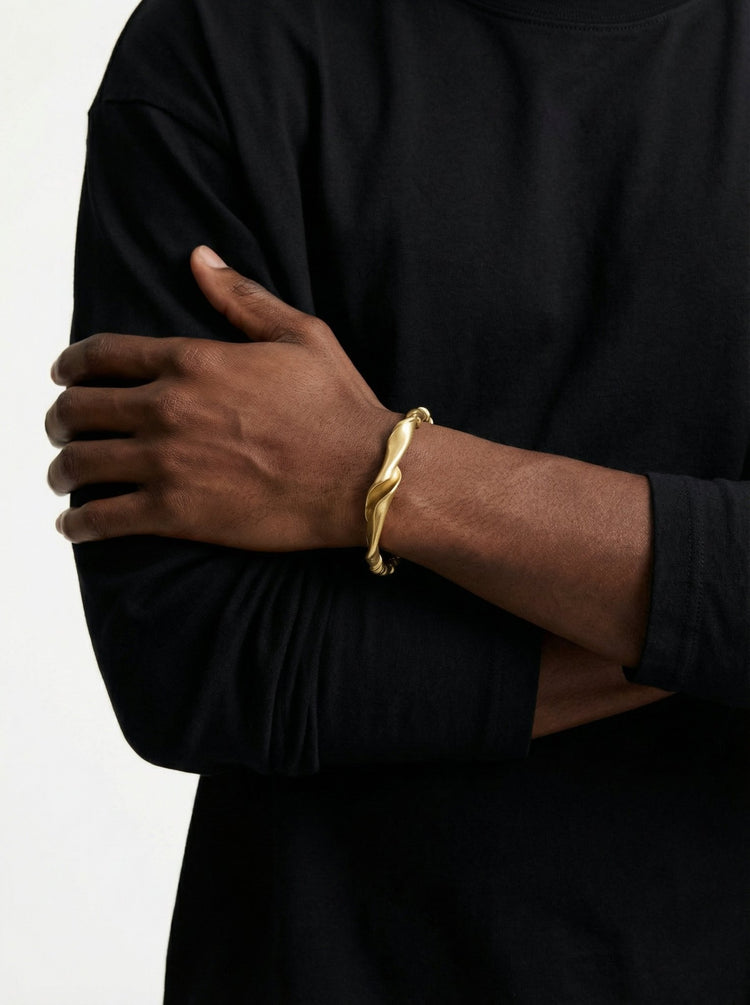 Men's Gold cuff bracelet. Men's jewelry made in Brooklyn New York by llayers.