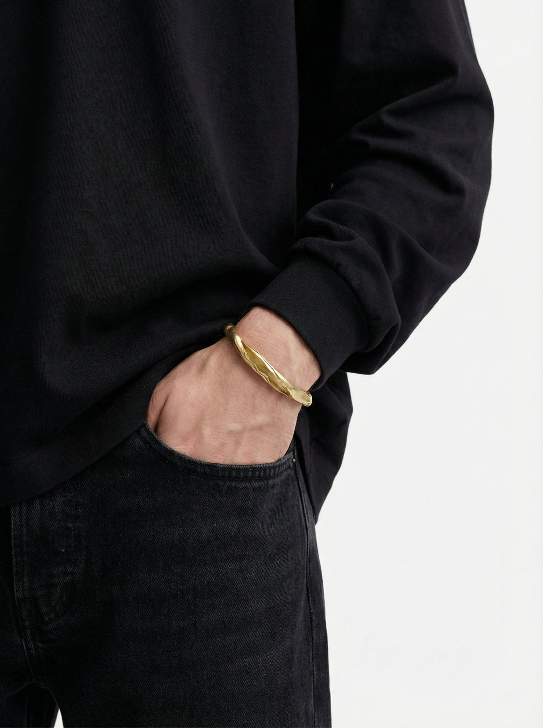 Men's Gold cuff bracelet. Minimalist men's jewelry made in Brooklyn New York by llayers.
