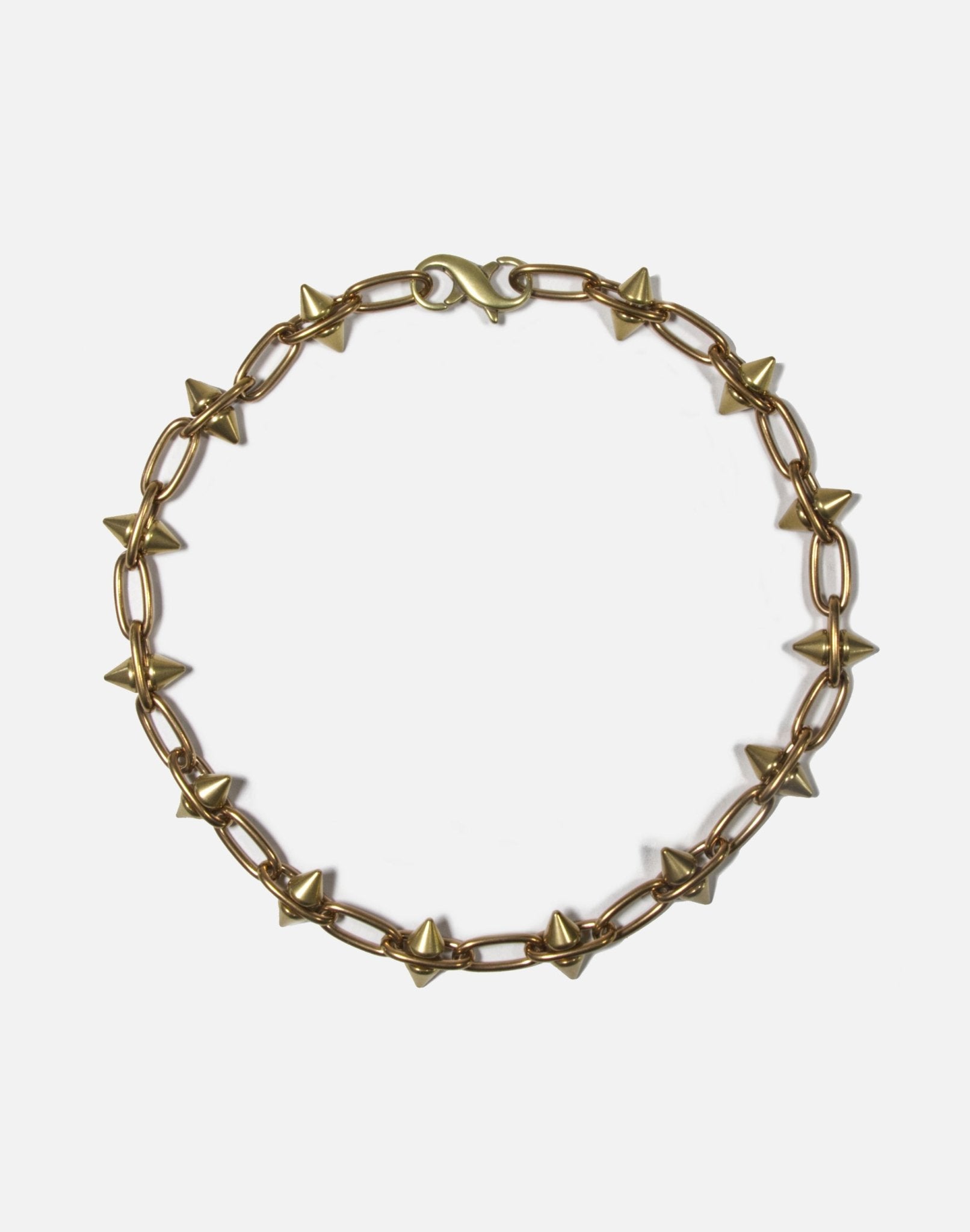 Men spike gold brass chain necklace unisex jewelry handmade New York Brooklyn by llayers 