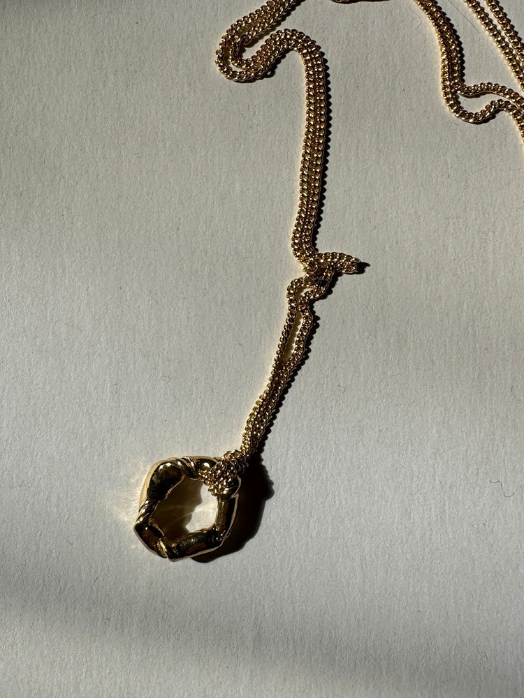 Men's Gold modern pendant necklace. Jewelry made in Brooklyn New York by designer llayers.