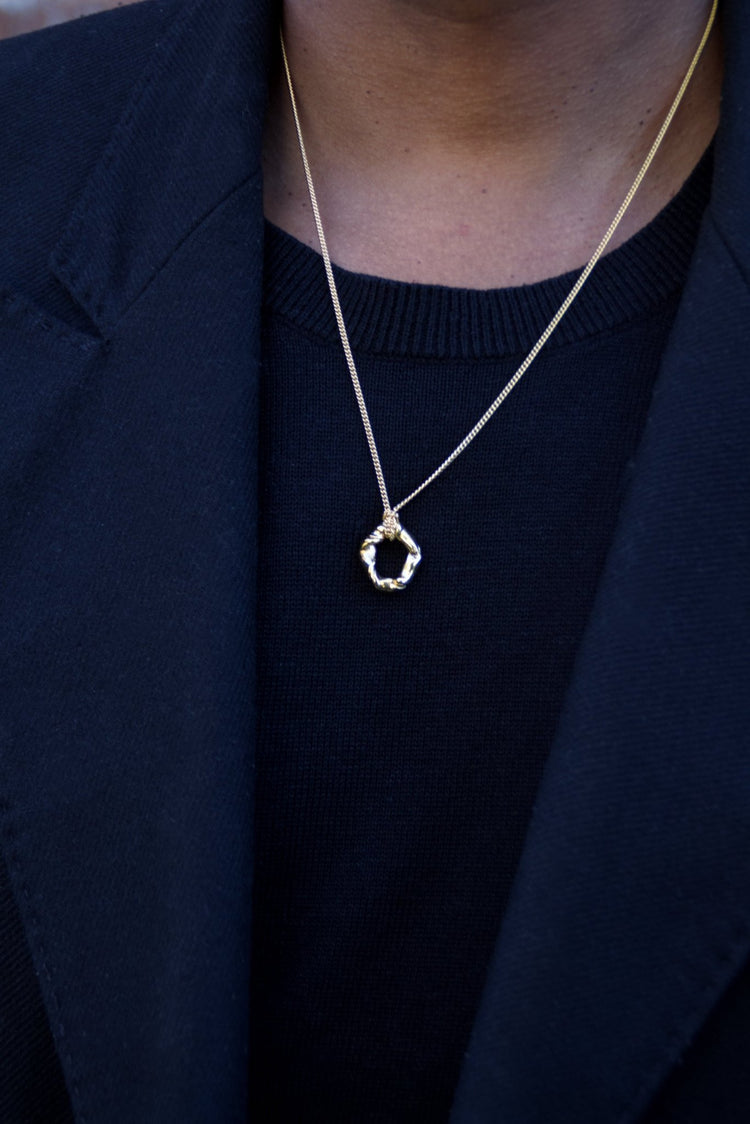 Men's minimalist brass modern pendant necklace. Jewelry made in Brooklyn New York by designer llayers.