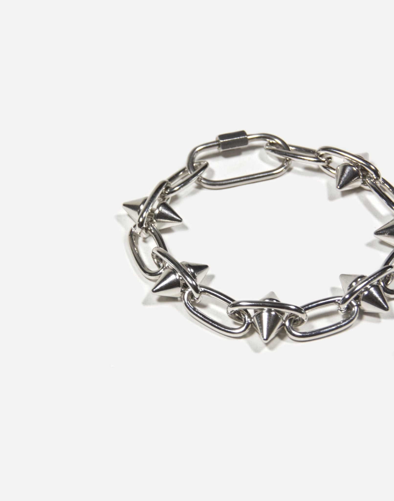 Silver spike steel chain bracelet store in Brooklyn New York