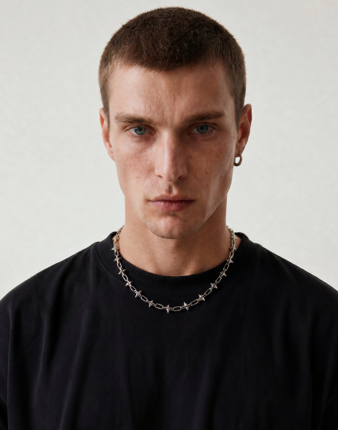 Small silver spike chain necklace. Minimal men's women's jewelry in Brooklyn, New York by llayers