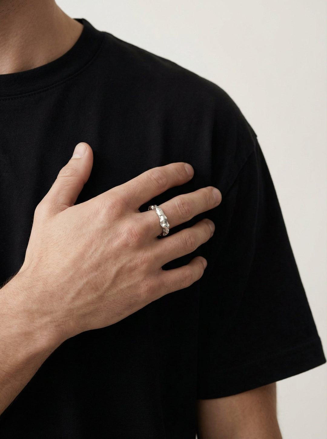 Men's silver textured ring. Men's jewelry made in Brooklyn New York by llayers.
