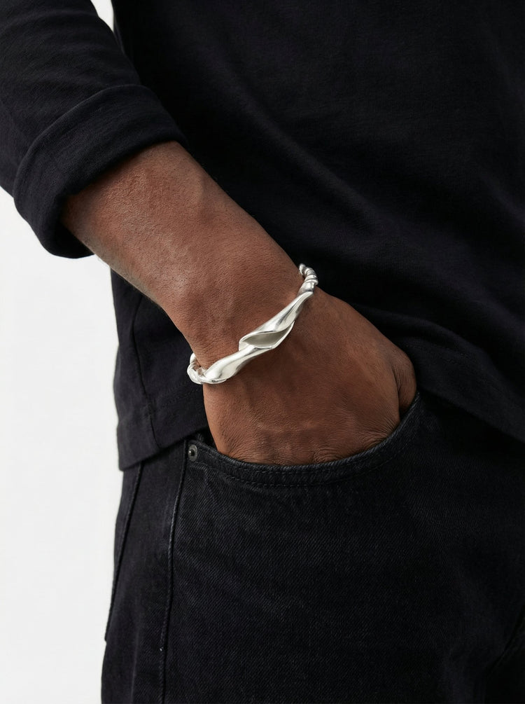 Men's Silver cuff bracelet. Men's jewelry made in Brooklyn New York by llayers.