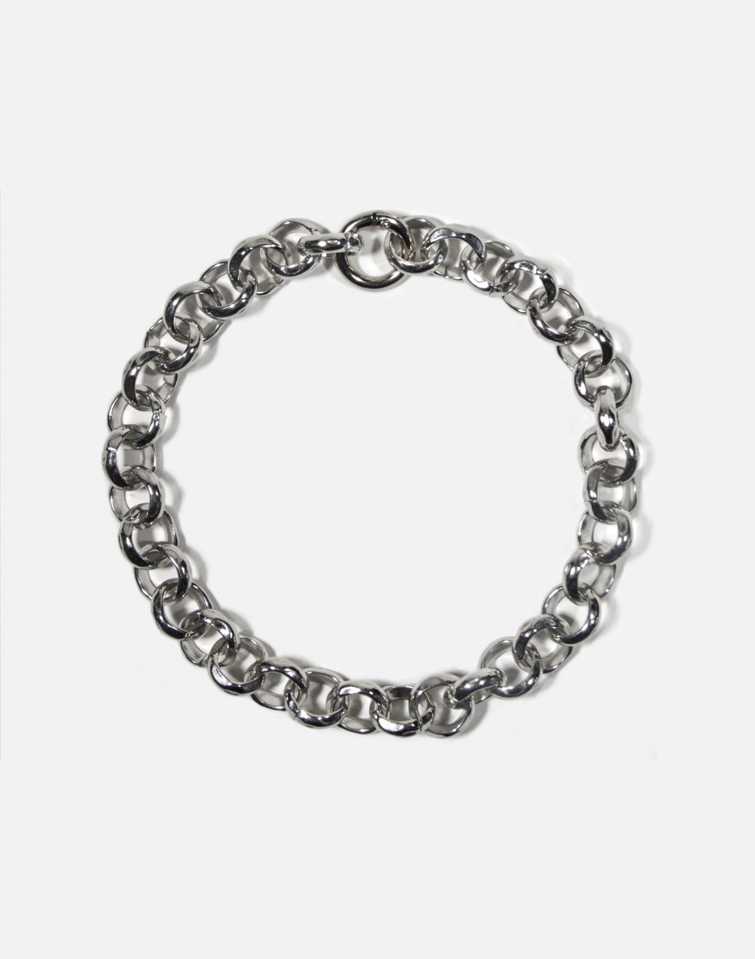 Mens womens chunky silver round link silver chain necklace infinity stainless steel jewelry made in Brooklyn New York llayers