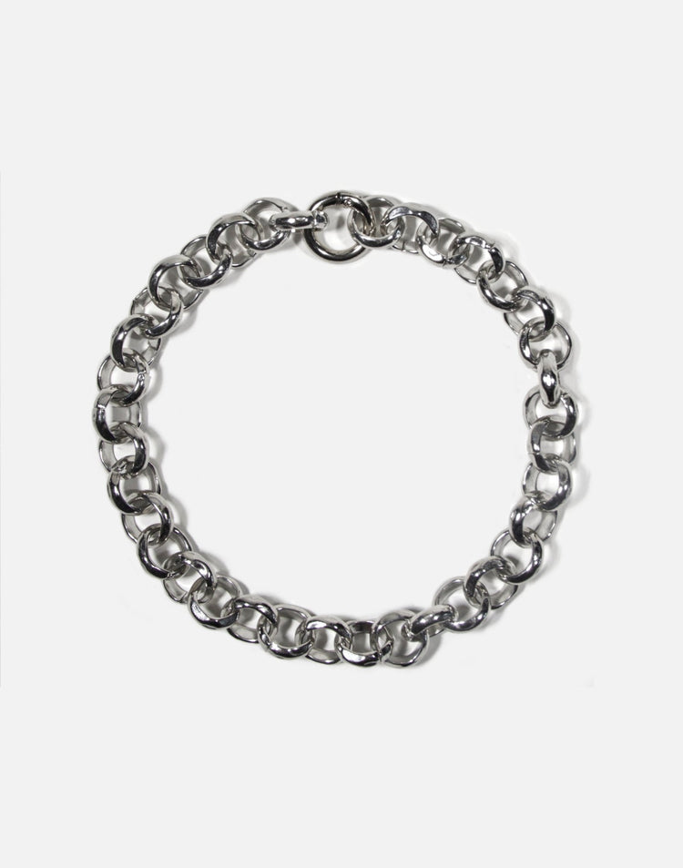 Mens womens chunky silver round link silver chain necklace infinity stainless steel jewelry made in Brooklyn New York llayers