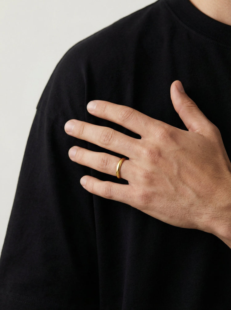 Men's engagement Gold ring. Men's jewelry in Brooklyn New York by designer llayers.